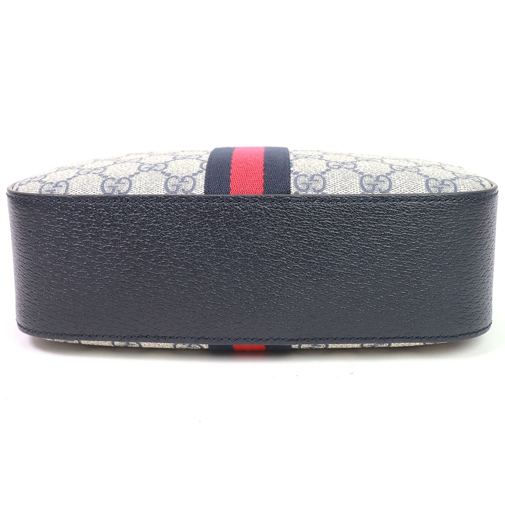 GUCCI Ophidia GG Small Shoulder Bag GG Supreme Canvas Navy Leather
