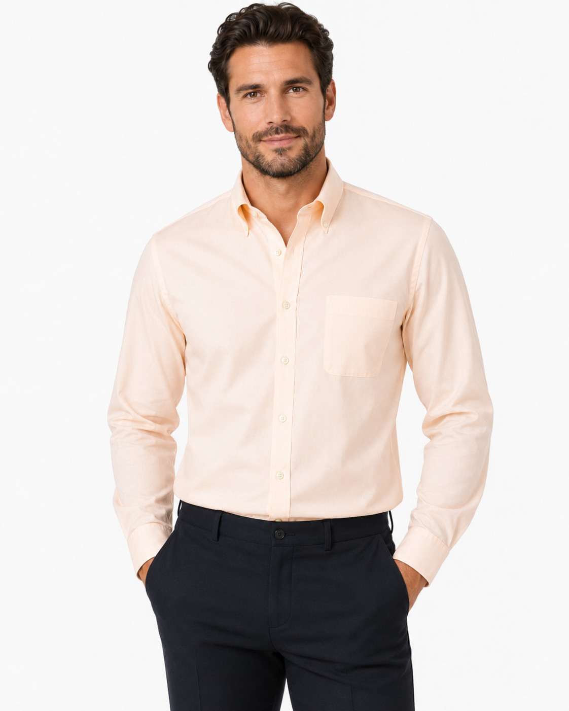 Tommy Hilfiger Mens Dress Shirt XL 17.5 34/35 Orange Apricot THFlex Regular Fit