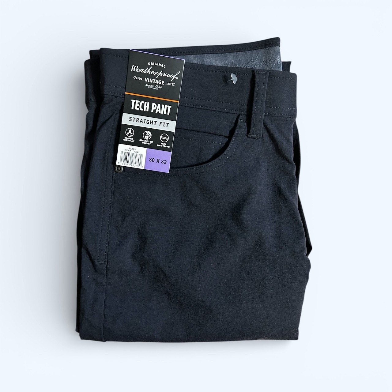 Weatherproof Vintage Men’s Tech Pant Straight Fit Black Size 30×32