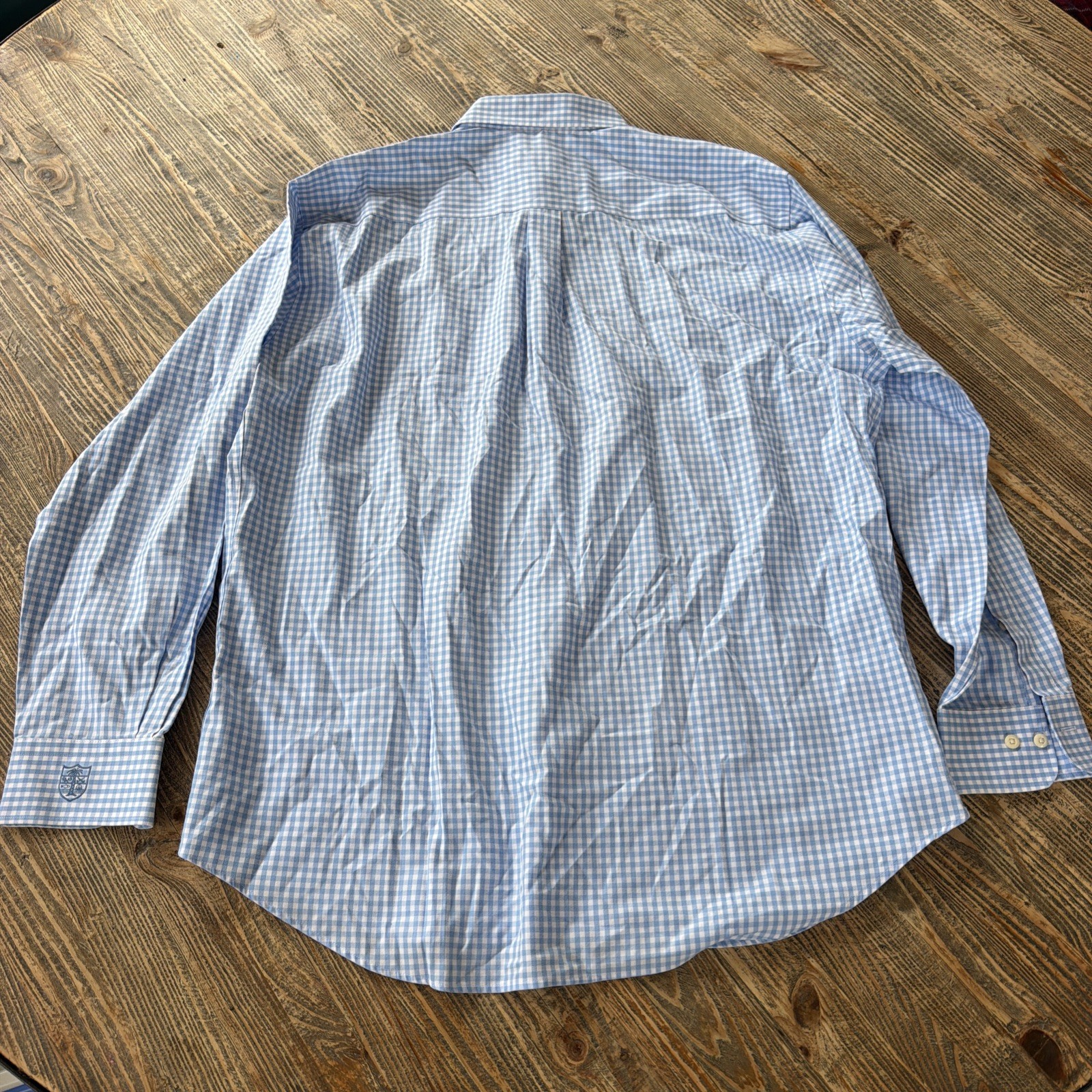 Peter Millar Nanoluxe Easycare Shirt Mens XL Blue White Gingham Check Button Up