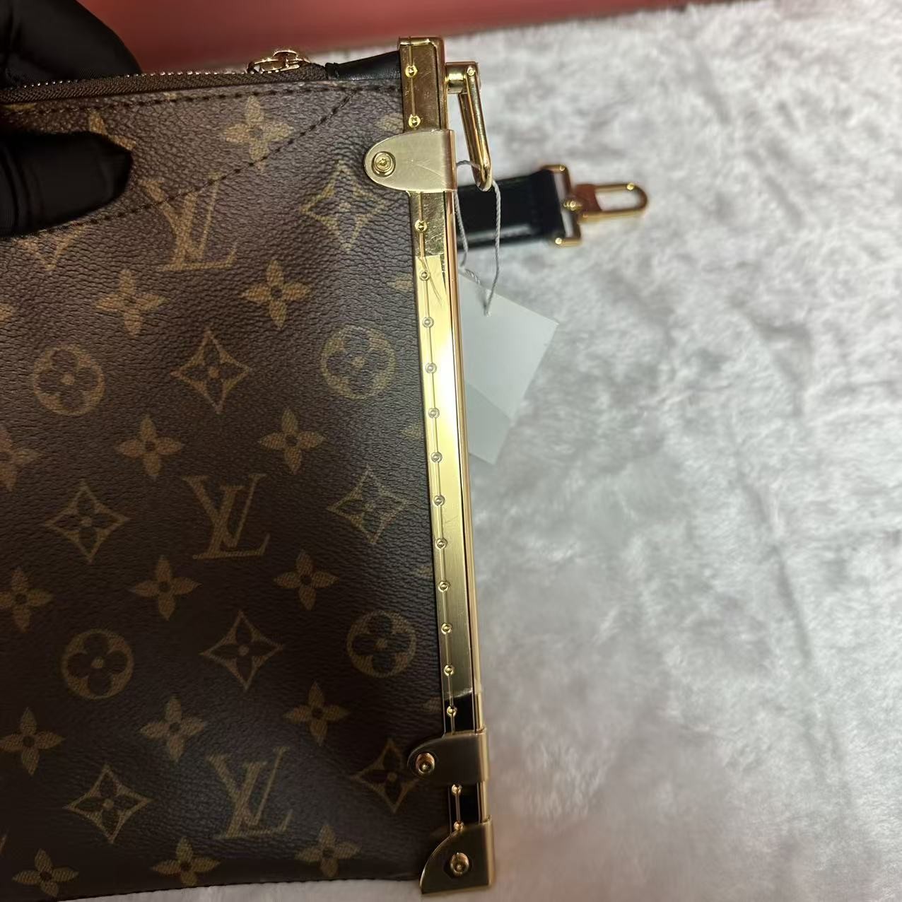 Auth Louis Vuitton Trunk Clutch Monogram Canvas Gold Hardware Crossbody Bag