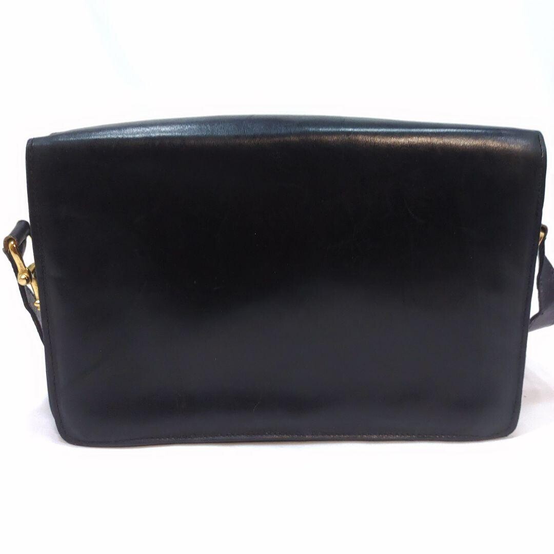 CELINE Shoulder bag Leather Horse carriage hardware Black Vintage From Japan