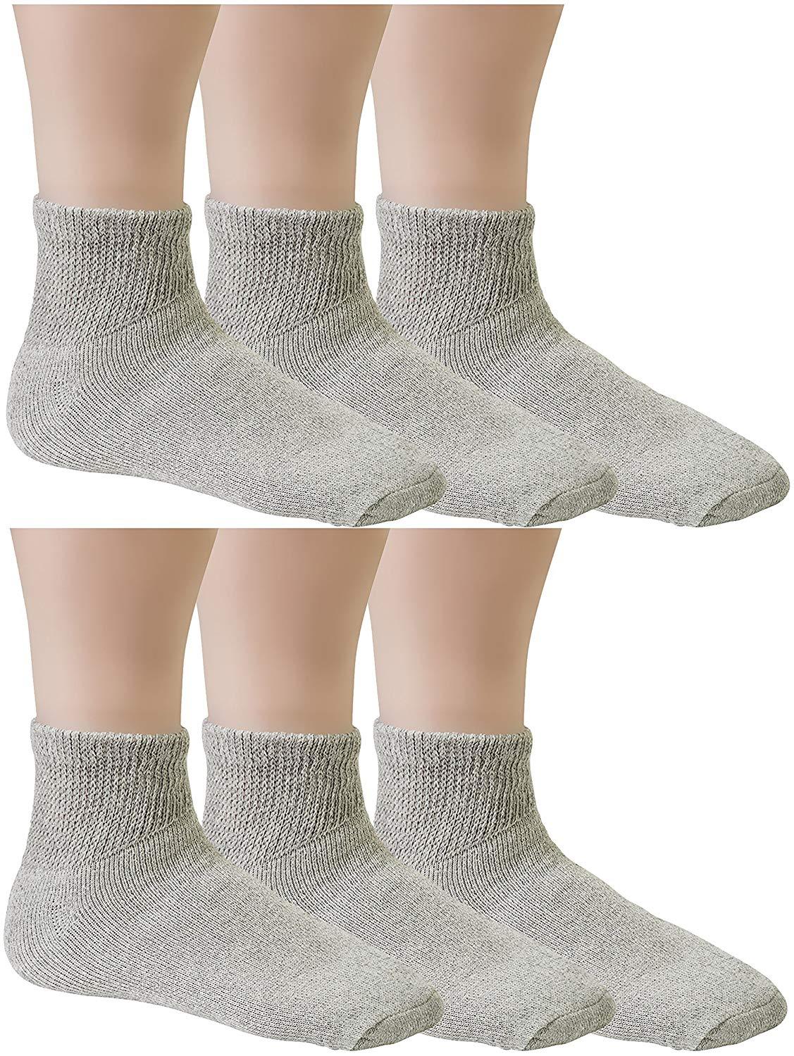 3,6,12 Pairs Diabetic Ankle Quarter Circulatory Socks Health Cotton Mens Color