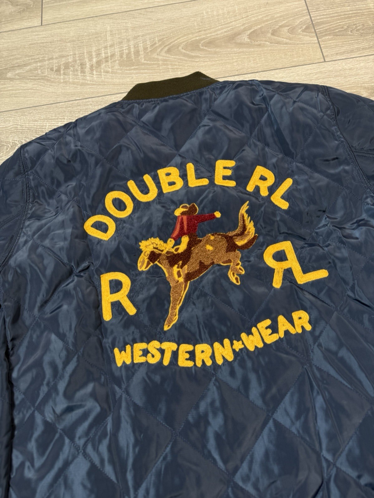 nylon RRL Double RL Reversible Quilted Liner Jacket Embroidered Western Cowboy M