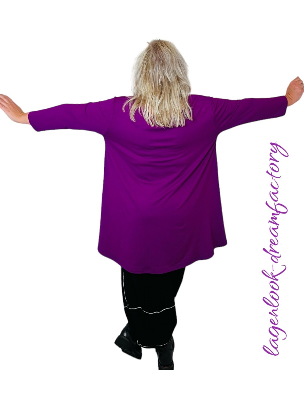 Lagenlook A-Linie Long-Glocken-Basic-Shirt Tunika Jersey 44 46 48 50 52 54 56 58