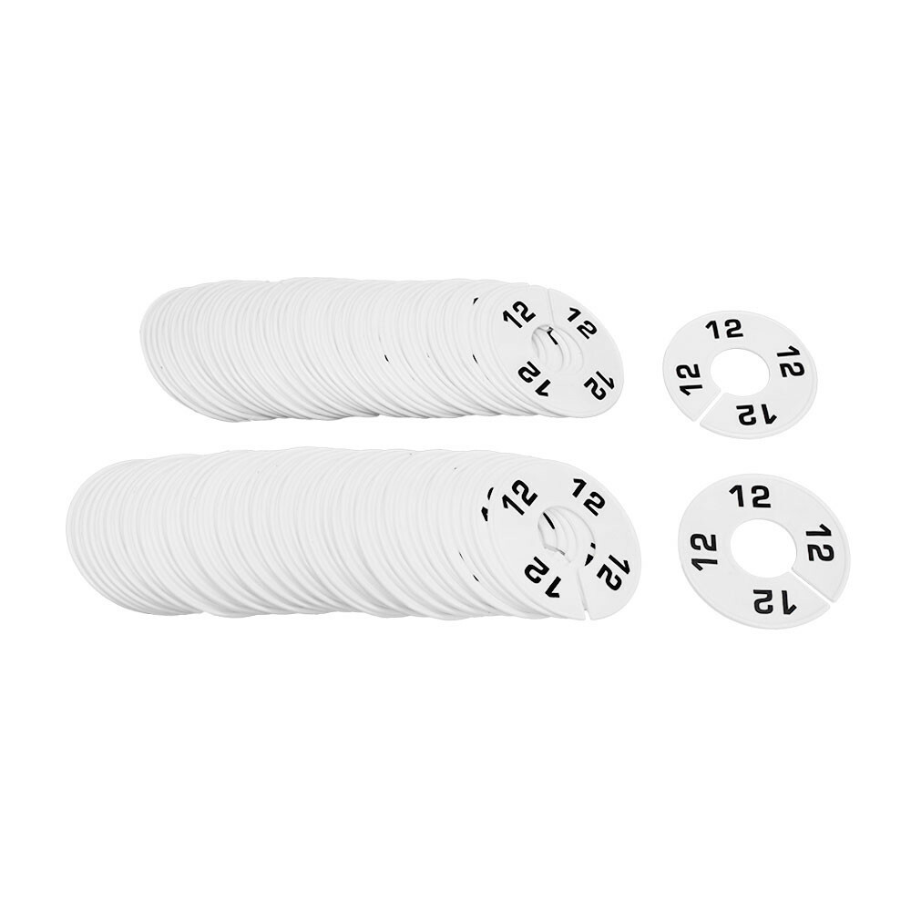 10 PCS WHITE 3-1/2″ Round Plastic SIZE 12 Dividers Hangers Retail Clothing Rack