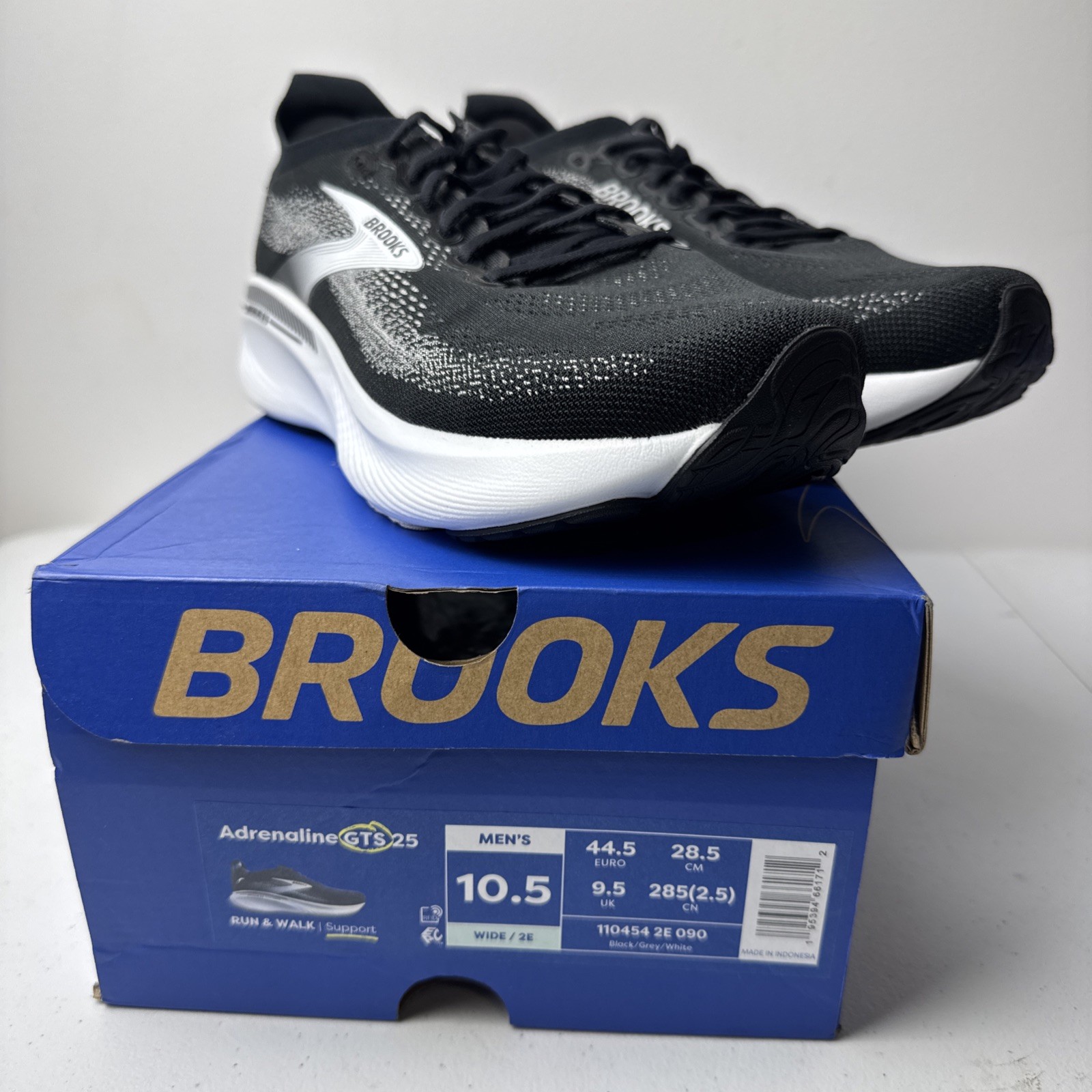 Size 10.5EE -Brooks Adrenaline GTS 25 Black Shoe Men’s 1104542E090 *NEW W/BOX*