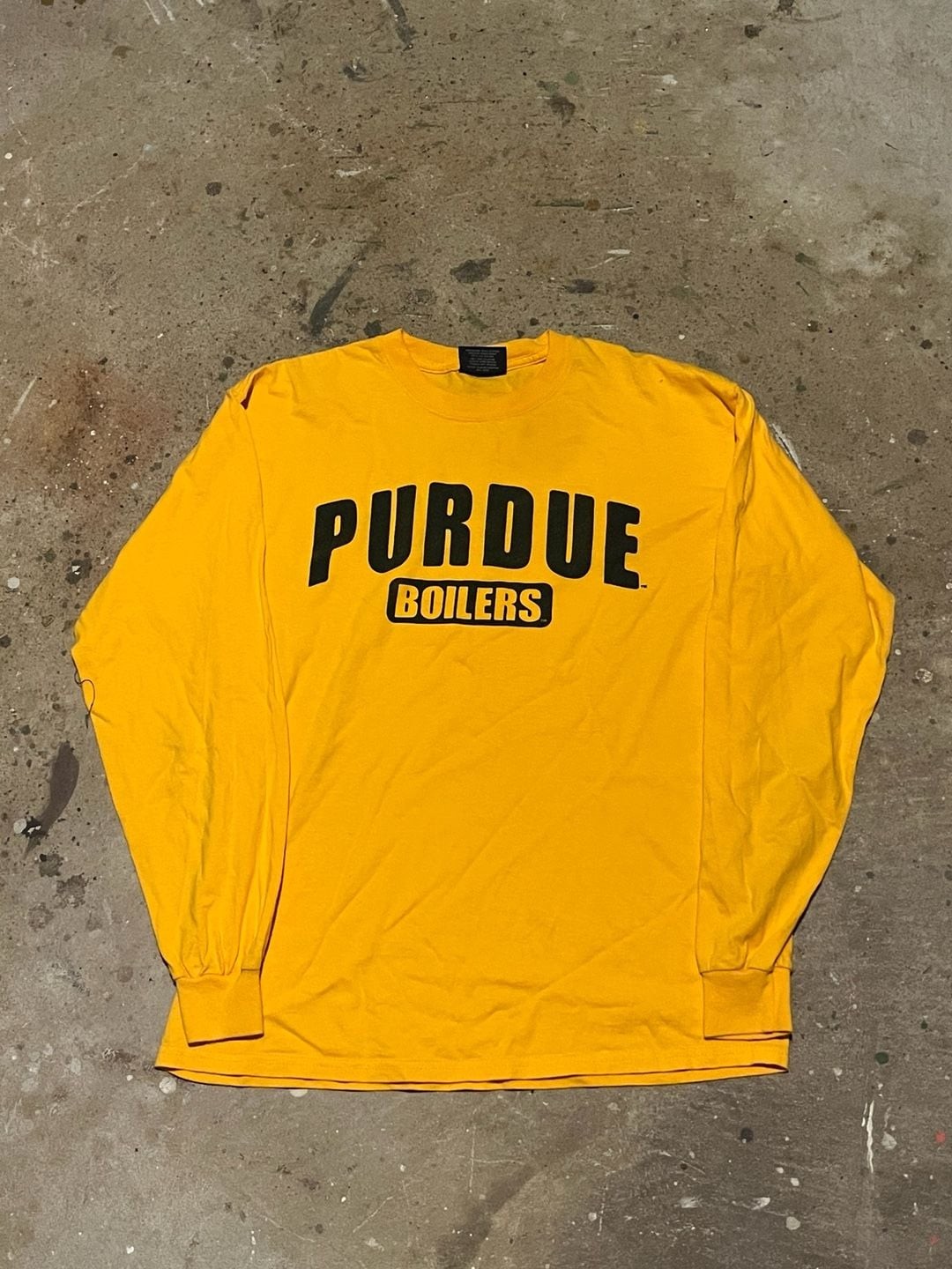 VTG Y2K MV Sport Purdue Boilermakers Yellow Long Sleeve T-Shirt Size M
