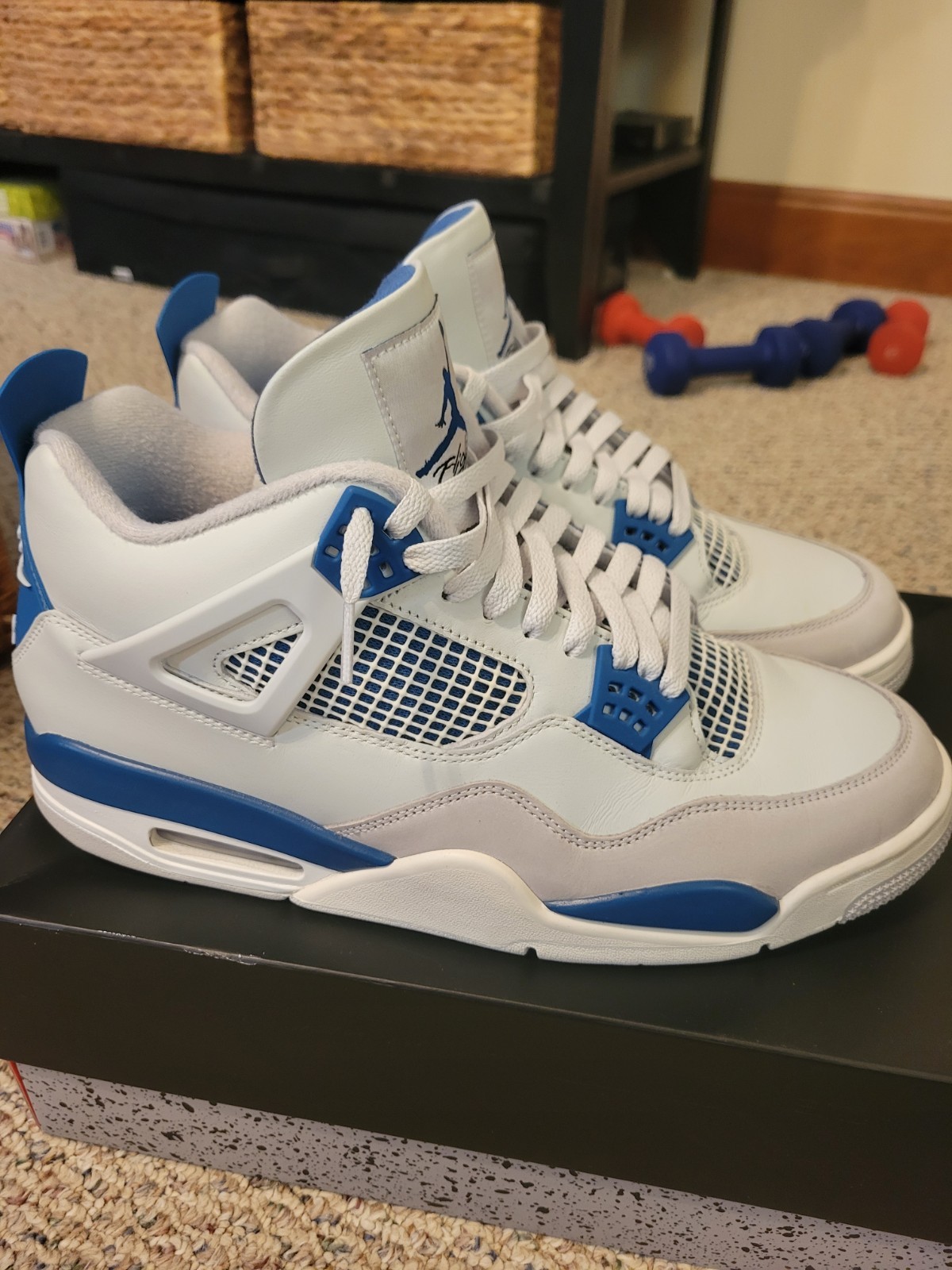 Jordan 4 Retro Bred Black/Gray/Red and Jordan 4 Military blue (combo )