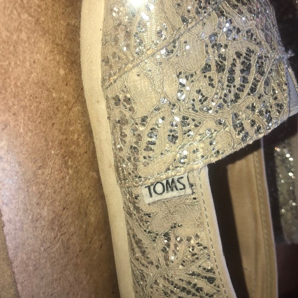 Toms Silver Lace Glitter