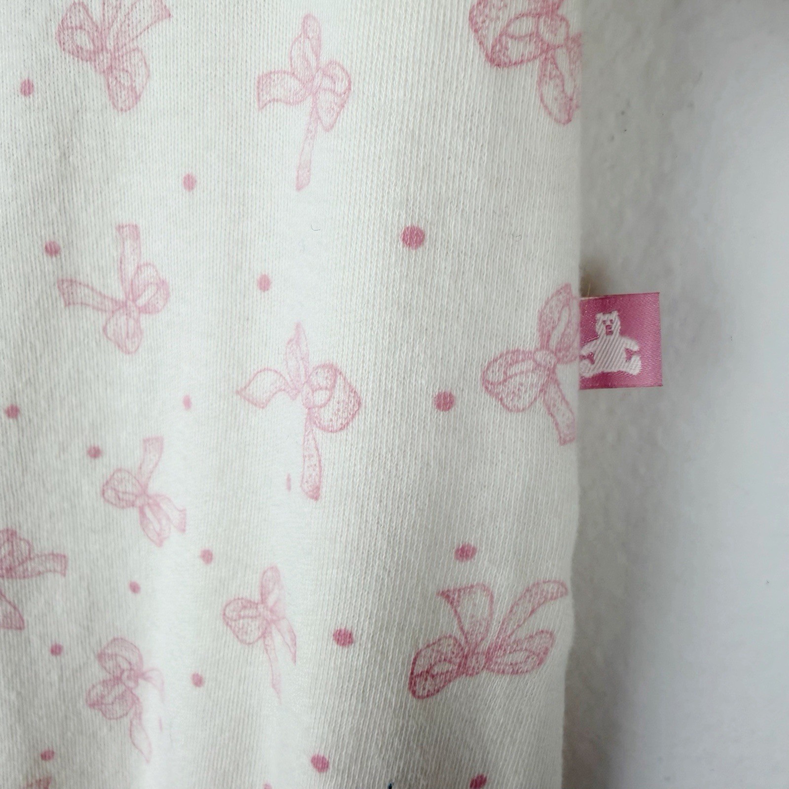 Baby Gap Convertible Infant Gown Pink Bows Fold Over Cuffs 100% Cotton 0-3M NWT