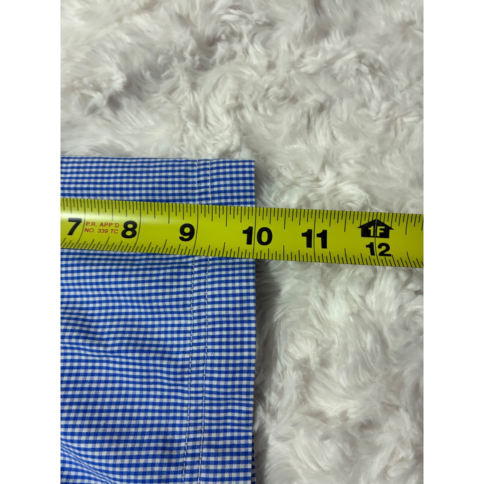 Mens Blue White Gingham Check Short Sleeve Cotton Button Down Shirt L