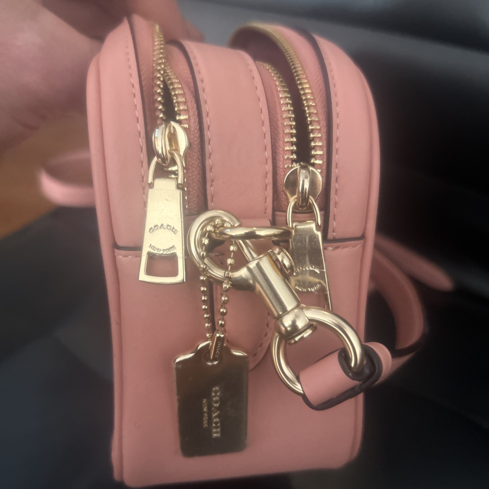 Coach Jes Crossbody Linear Quilting Leather Pink New Reg $428 Authentic