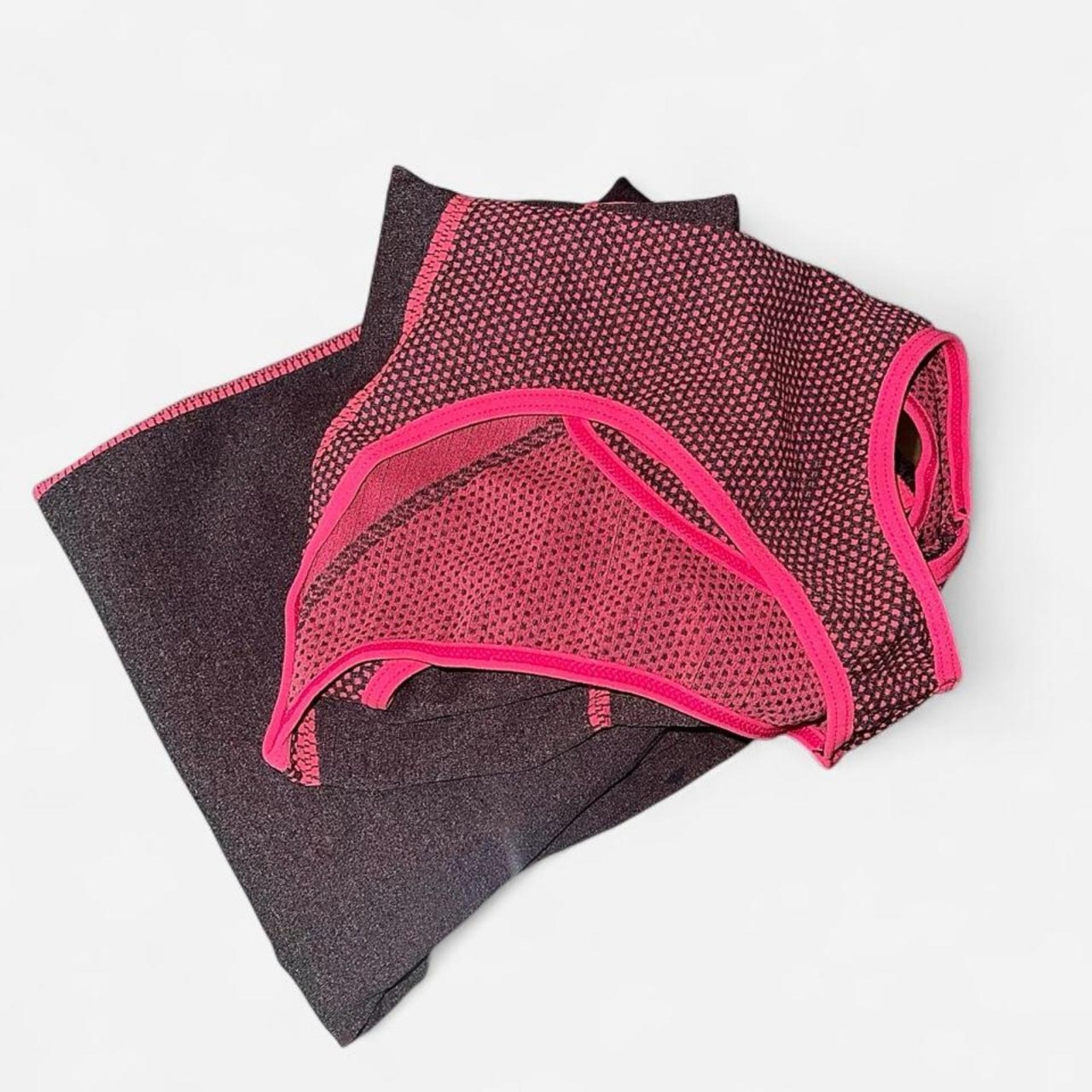 Blue Star Neon Pink Charcoal Leggings Sports Bra Set – Size L/XL