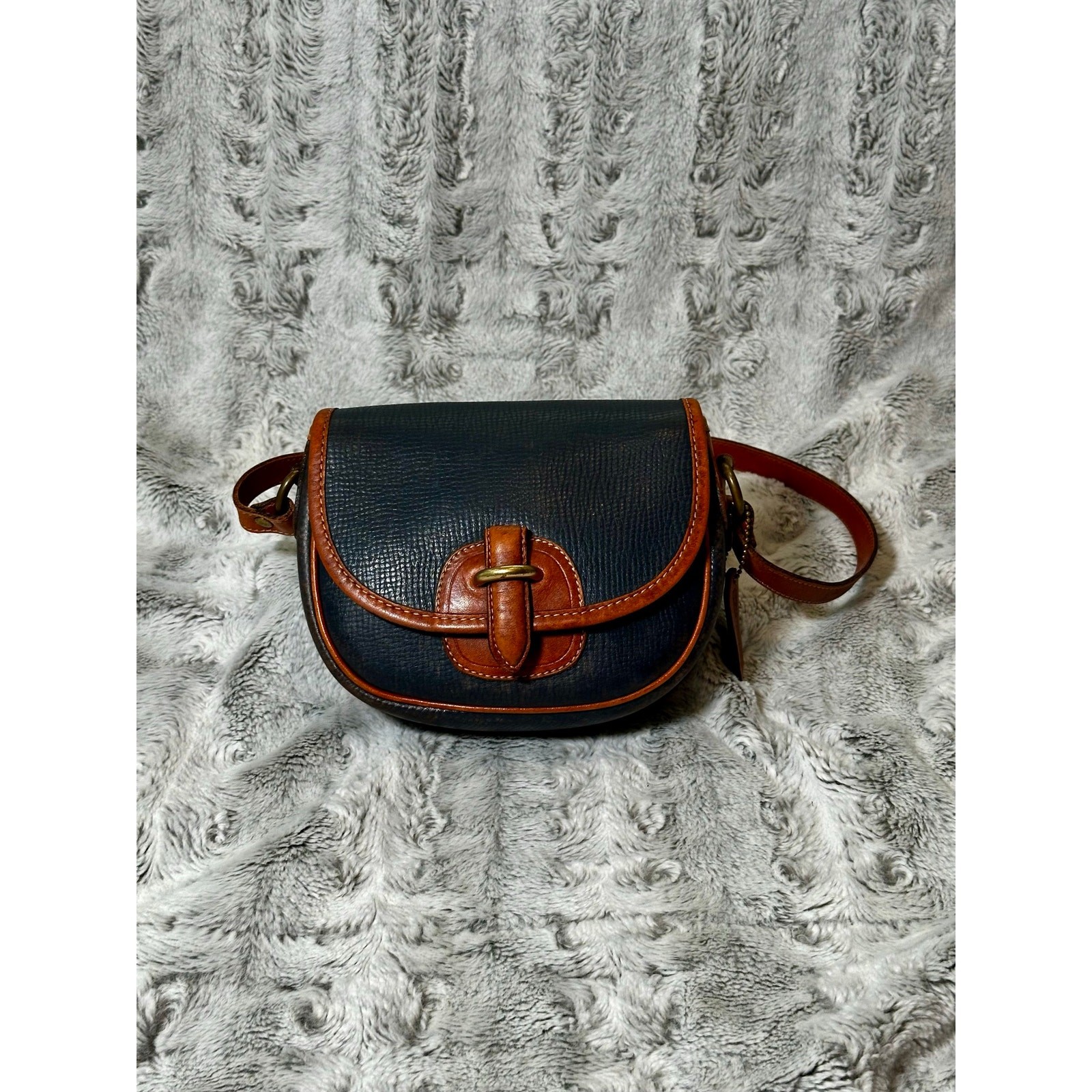 HTF Vintage Coach Sheridan Dakota Cassidy 4204 Navy British Tan Mini Bag USA