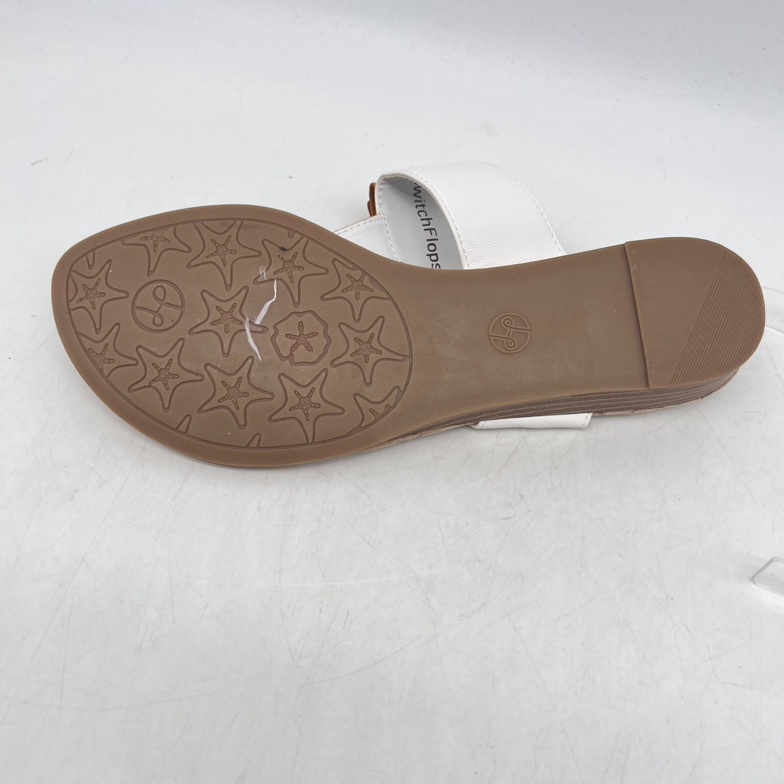 Switch Flops Womens Vivian Open Toe Casual Slide Sandals White Gold 9 M