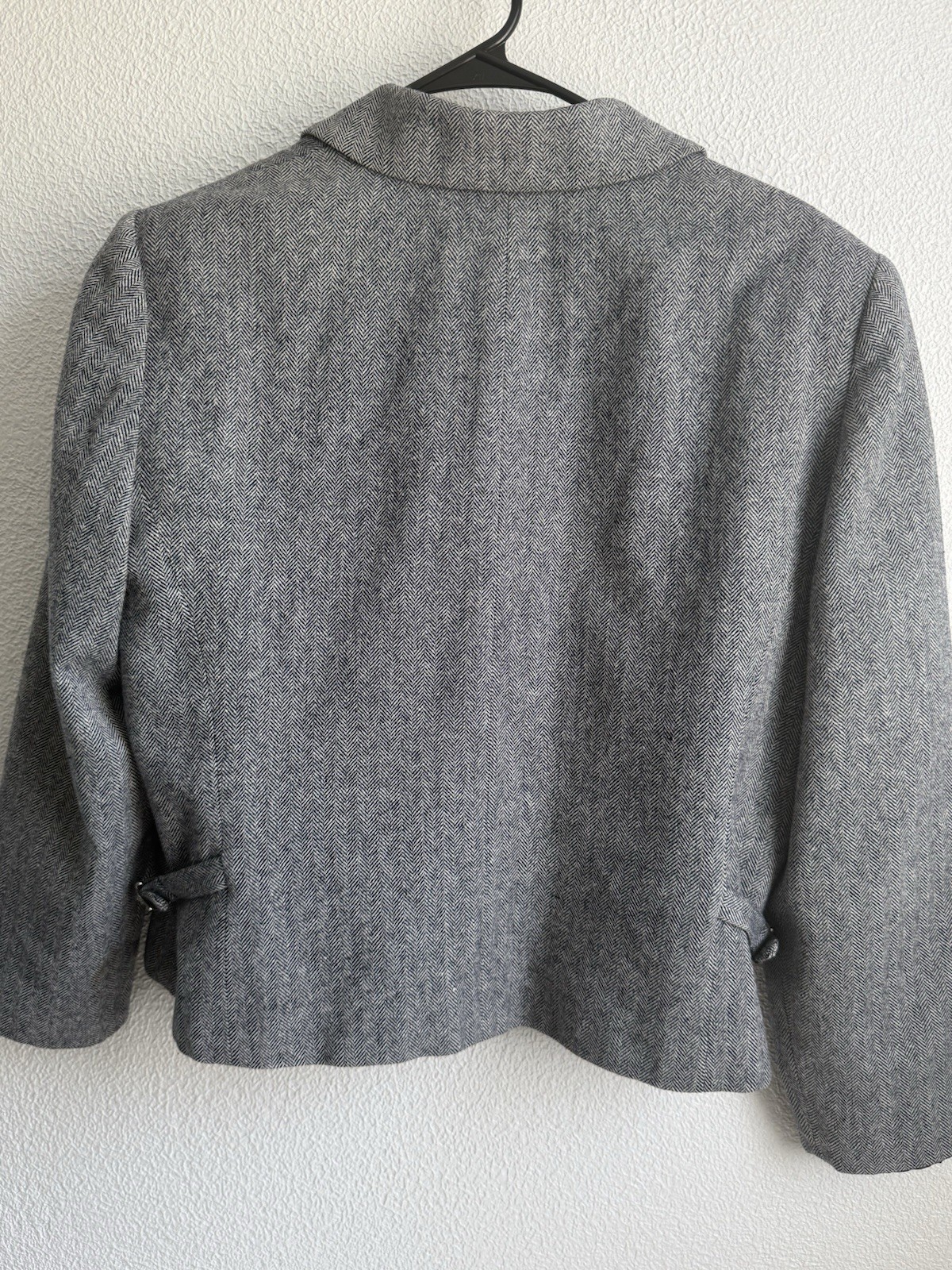 Pendleton Knockabouts Women’s Gray Herringbone Wool Zip Jacket Lined Pockets 14