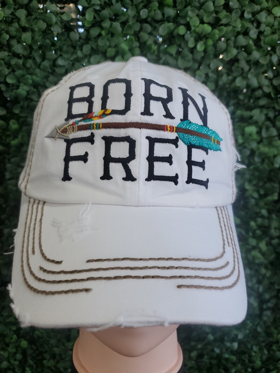Kbethos Born Free Distressed Embroilered Arrow Hat NWT