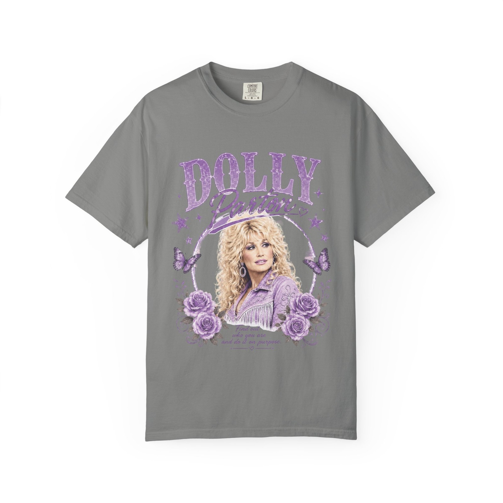 Dolly Parton Portrait T-shirt | Purple Floral Retro Music Tee