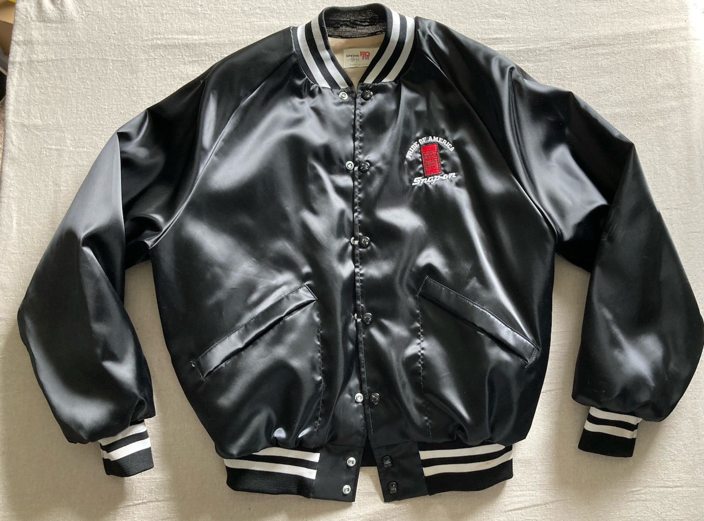 Snap-on Jacket Vtg Satin Mens Medium King Louie 1980s American Eagle made in USA