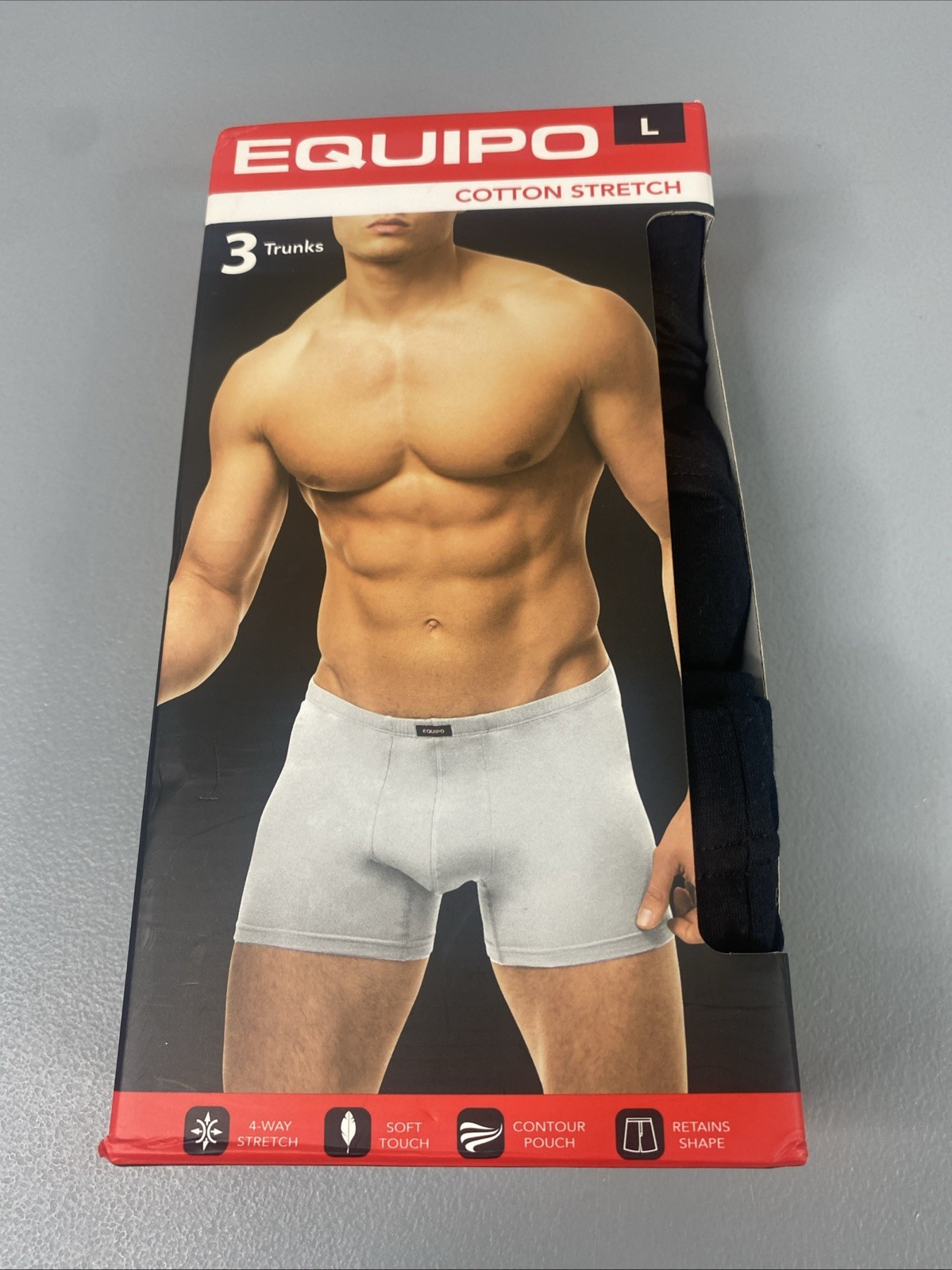 EQUIPO 3PK Trunks Large Cotton 4-Way Stretch Underwear Black 36-38 New Casual