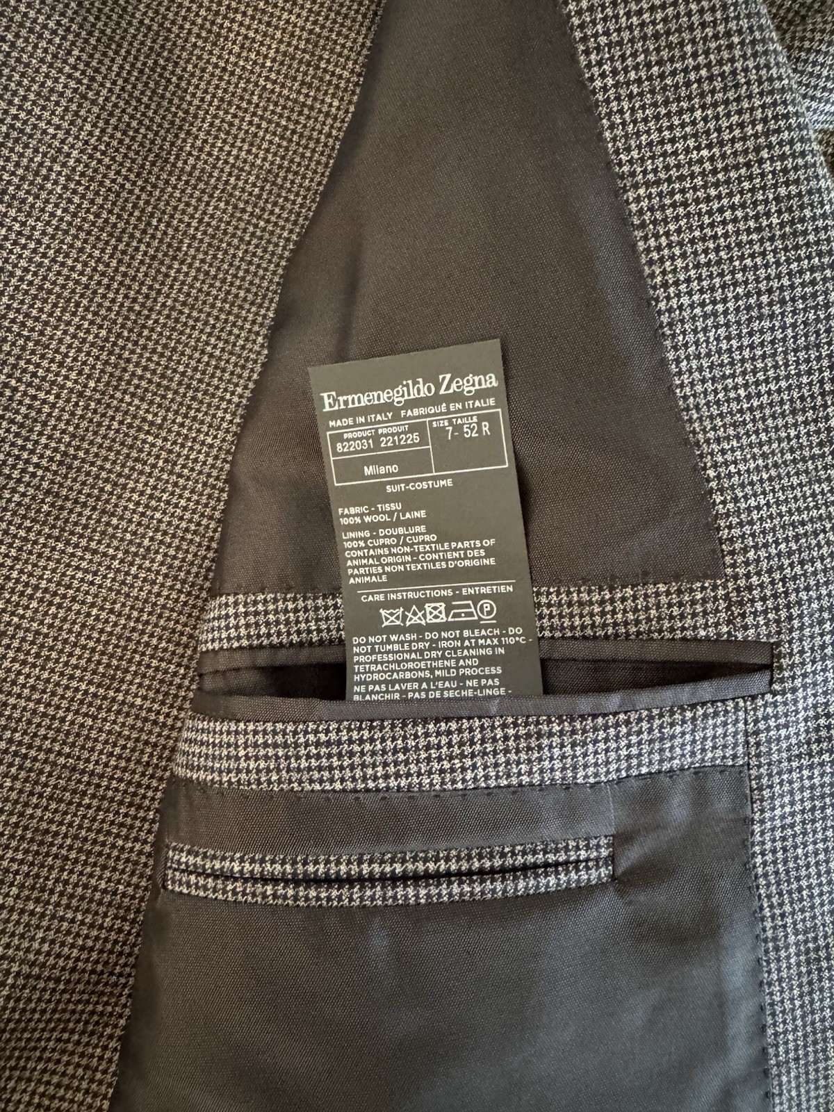 Ermenegildo Zegna Milano Drop 7 Grey Wool 2-PC Suit IT52 Made In Italy