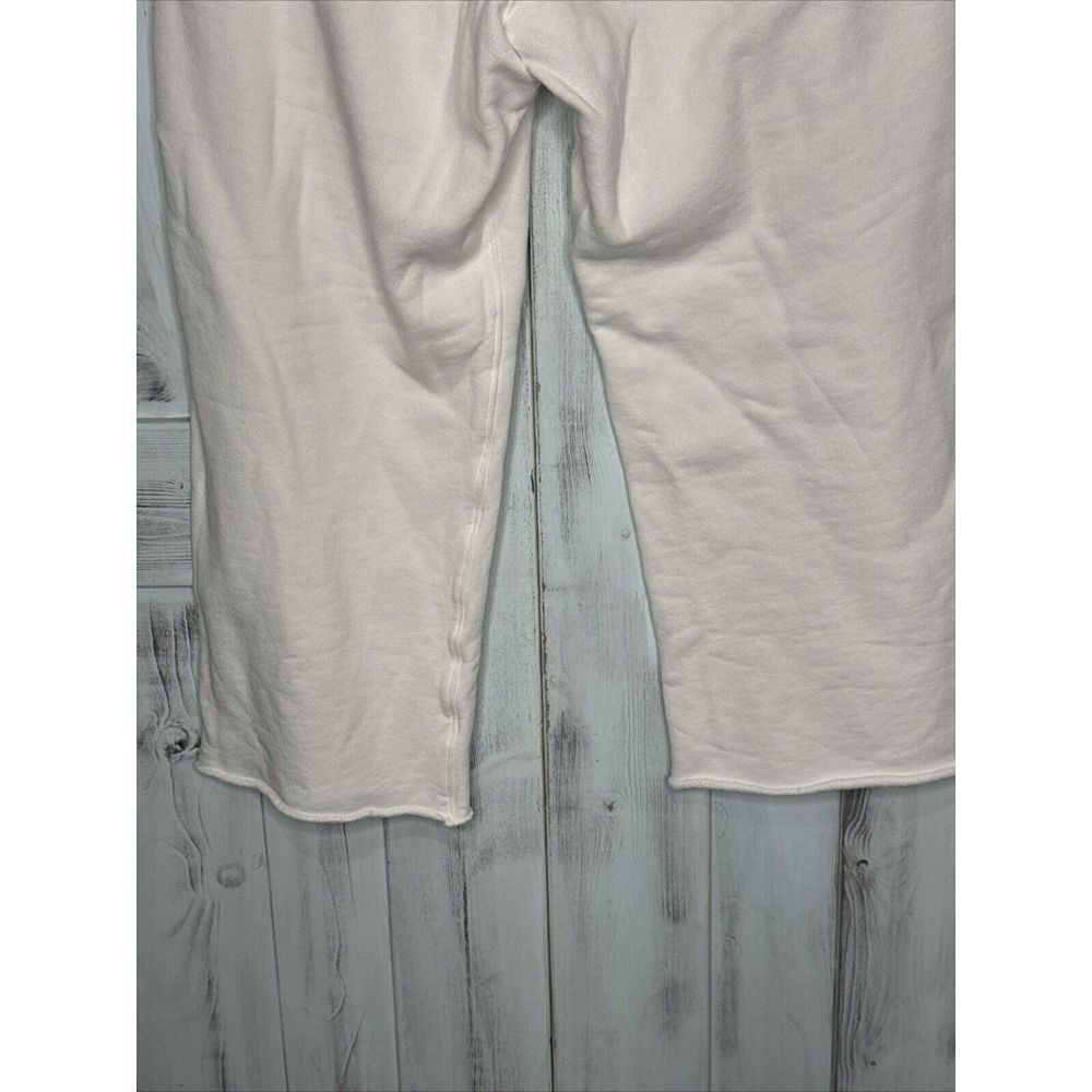 FRANK & EILEEN CATHERINE TRIPLE FLEECE WIDE LEG CROPPED SWEATPANTS WHITE LARGE