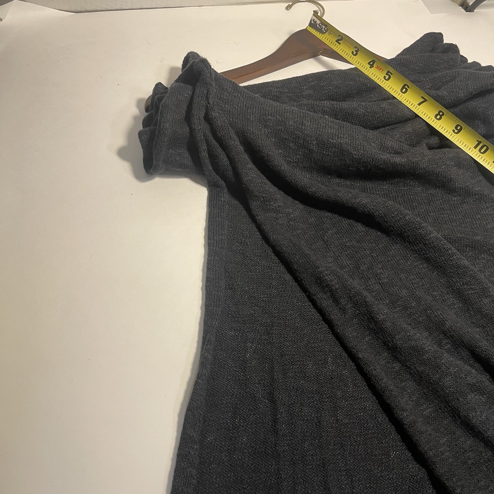 Mikuta Black Midi Dress Cotton Viscose Linen Blend Xl Minimalist Preppy Coastal