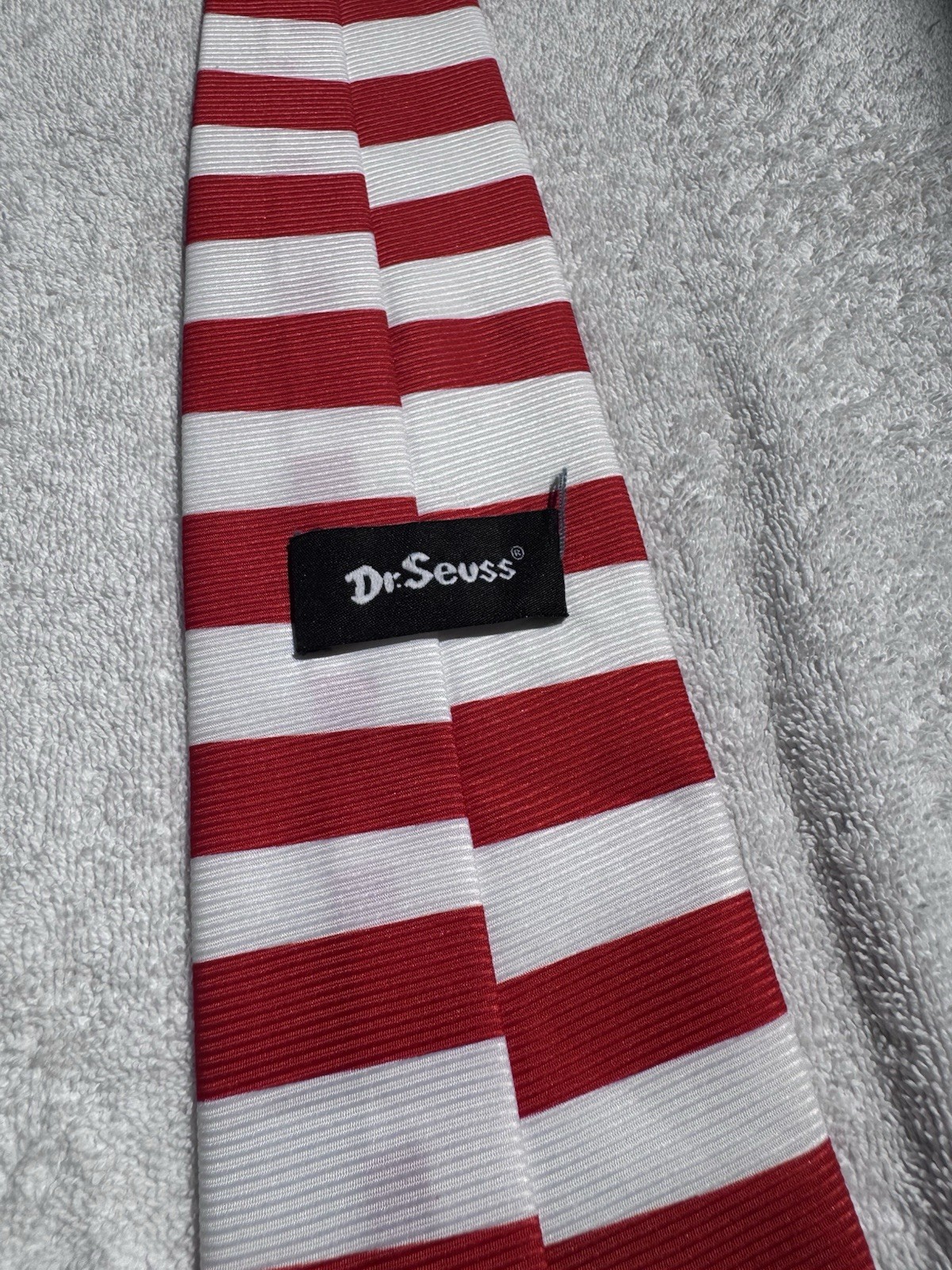 Dr. Seuss Cat in the Hat Neck Tie Red White Striped Novelty Men’s Tie