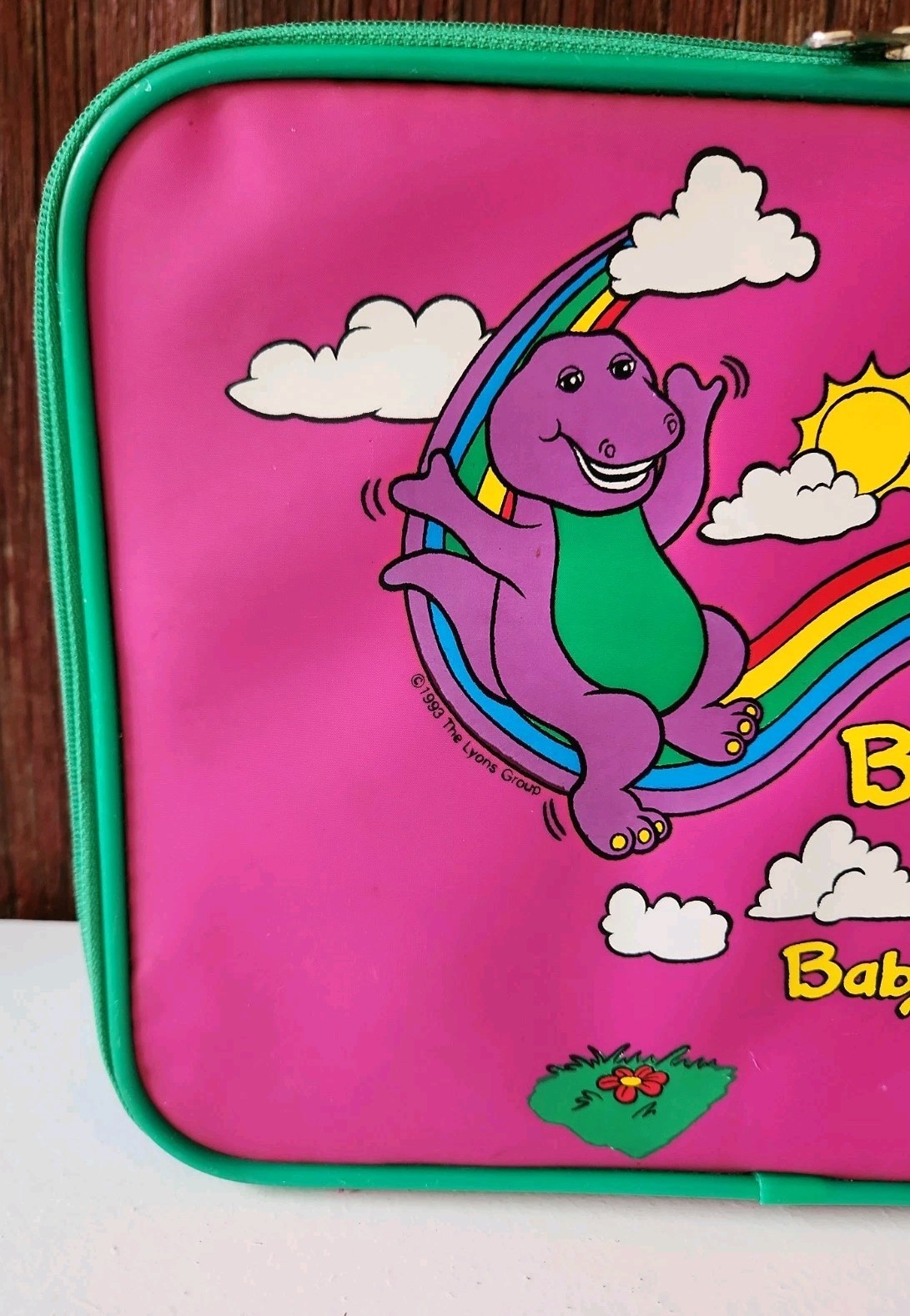 Vintage Barney & Baby Bob Kids Suitcase Multicolors 13×10.5 Inches