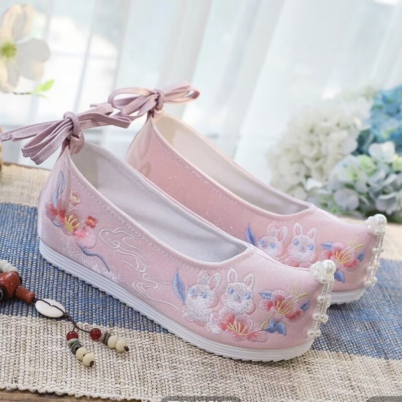 Women Ancient Chinese Traditional Hanfu Embroidery Flat Shoes Daily