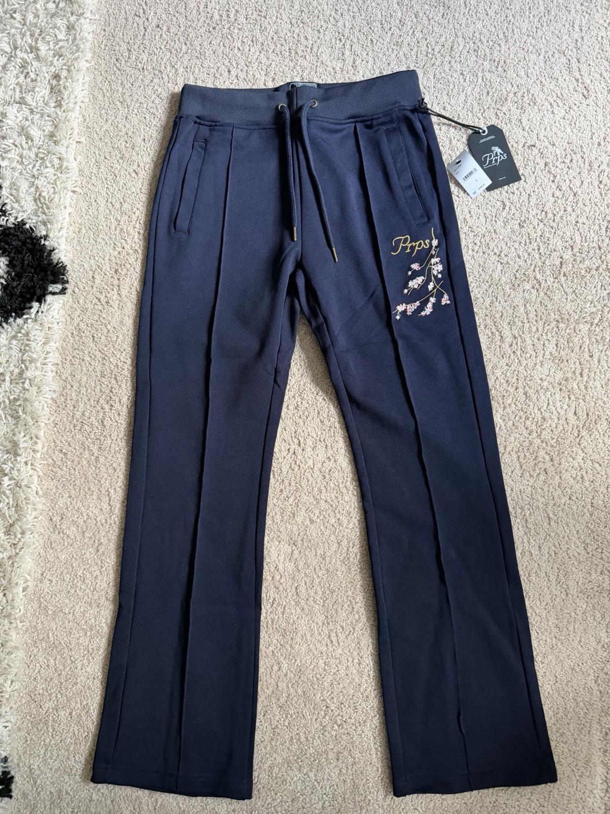 Prps Sweatpants Cherry Blossom Tokyo Japan Design CottonBlend Jogger Size S Blue