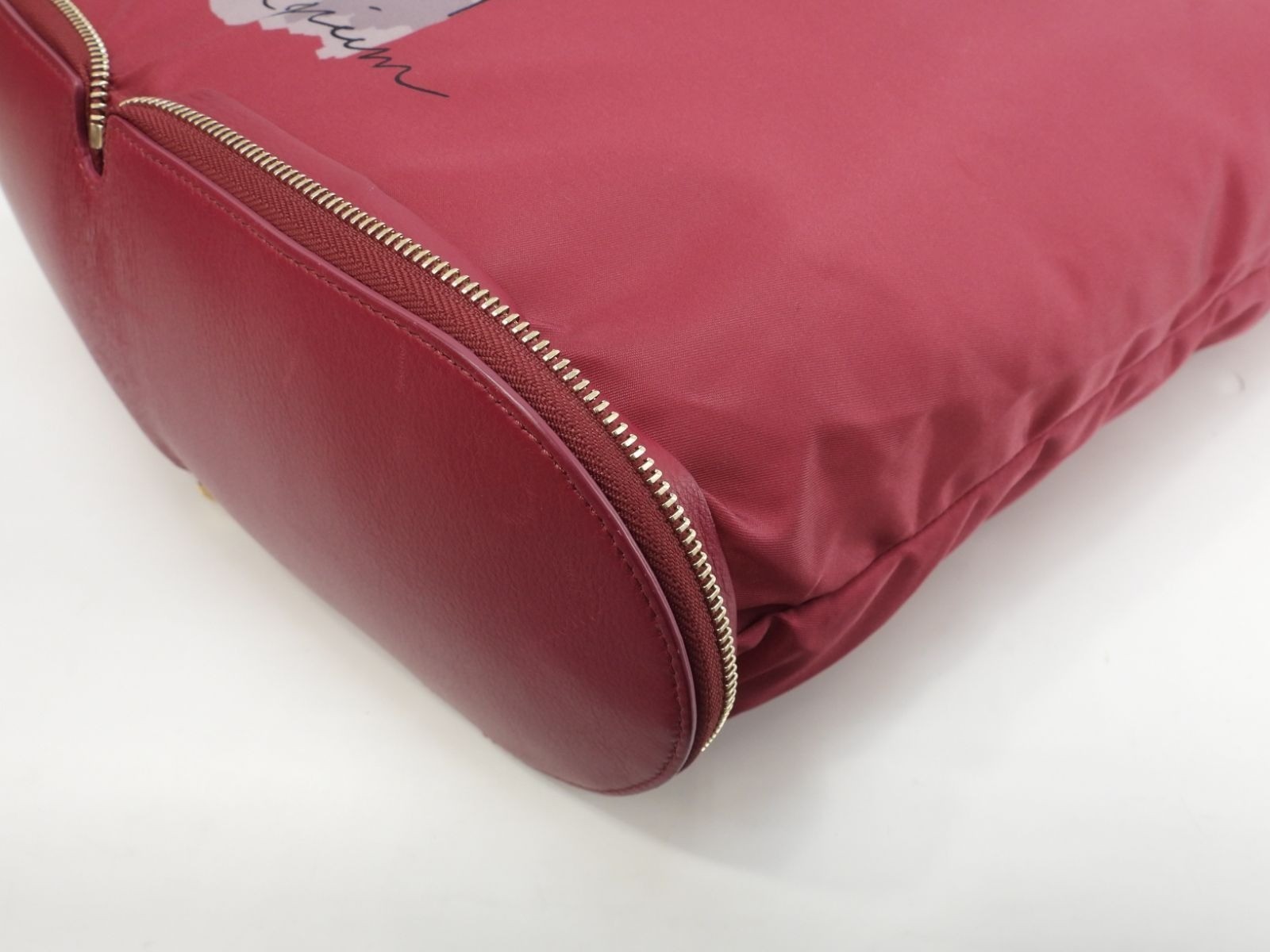 Delvaux Eco Bag Kangaroo Bordeaux Folding Handbag 15.7*15.7*4.7 inch
