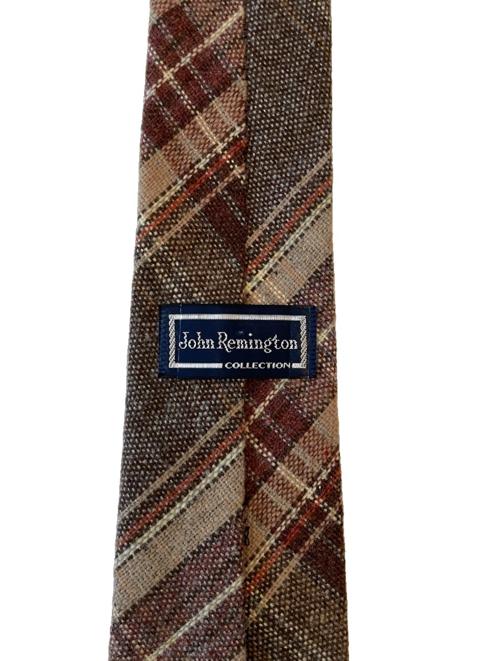 John Remington Collection Men’s Brown/Beige/Burgundy Plaid Tie (3in x 58in)