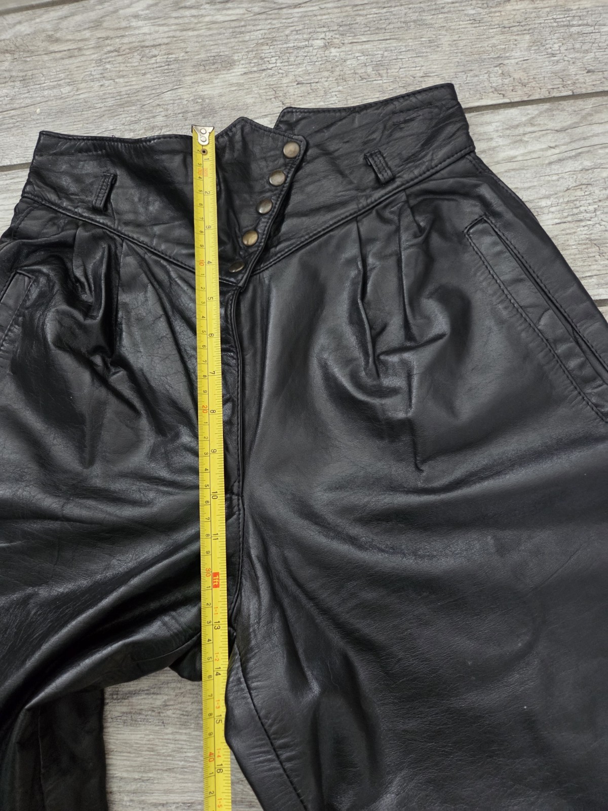 Vintage Deja Vou Designs High-waisted Black Leather Pants Womens M Biker Western