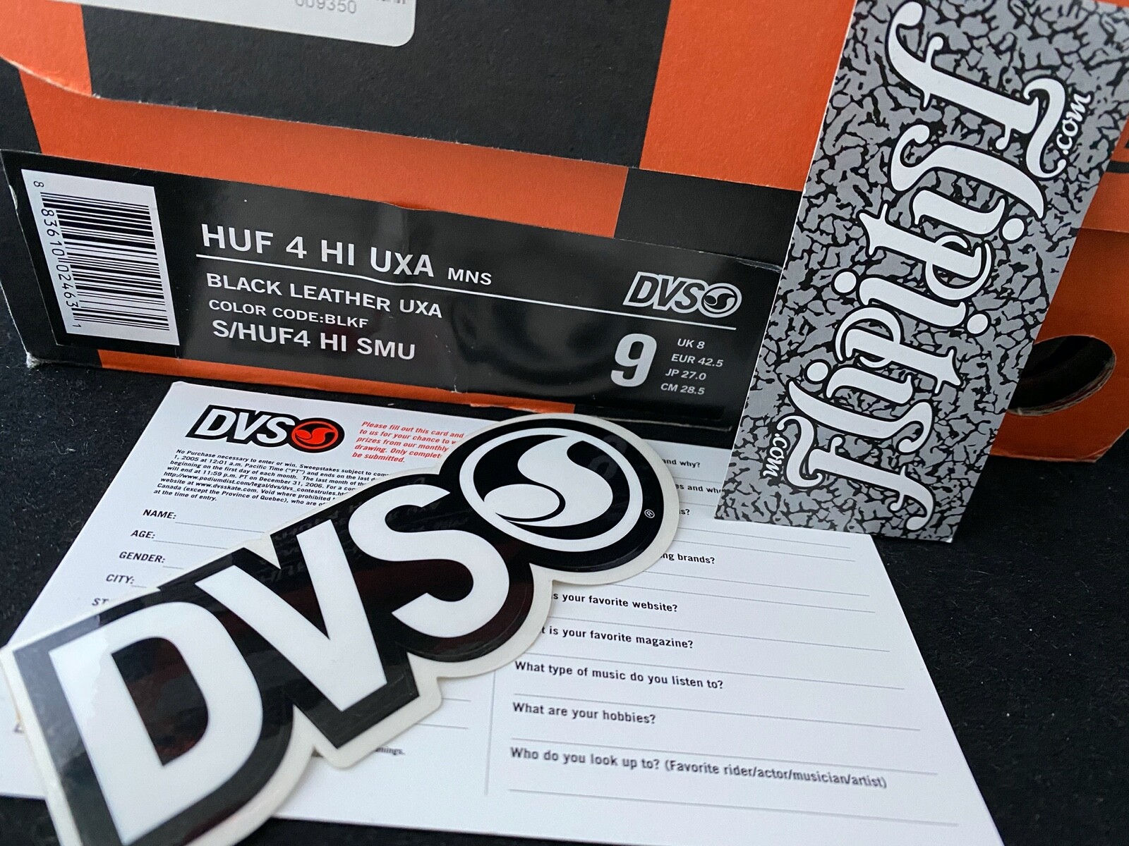 VTG NEW DVS X HUF 4 HI UXA SB DUNK BLACK ORANGE SF SAN FRANCISCO GIANTS DS SZ 9