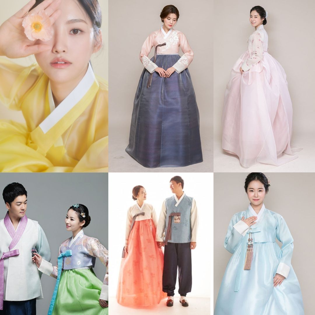 Korean Traditional Dress Hanbok Set-Ivory Jacket & Orange Skirt Bag & Petticoat