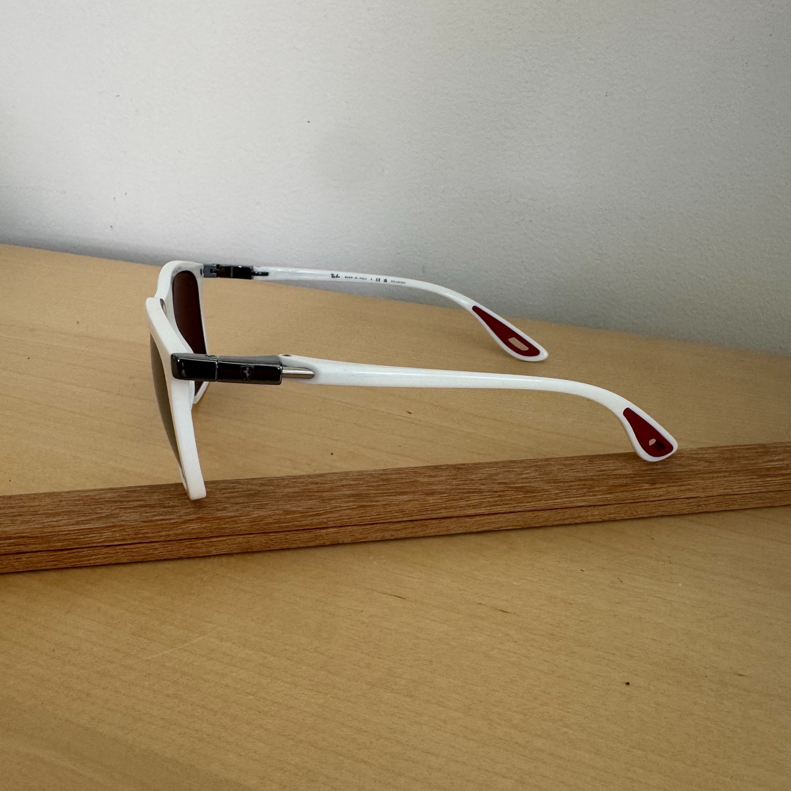 Ray-Ban RB4433-M Scuderia Ferrari Leclerc Edition White Polarized Sunglasses