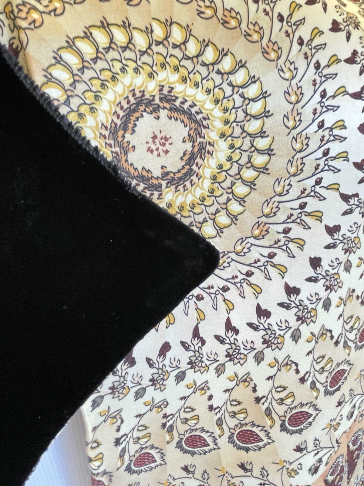 AS4# Mandala Floral Print Beige Brown Orange Viscose Silk Blend Scarf Italy Made