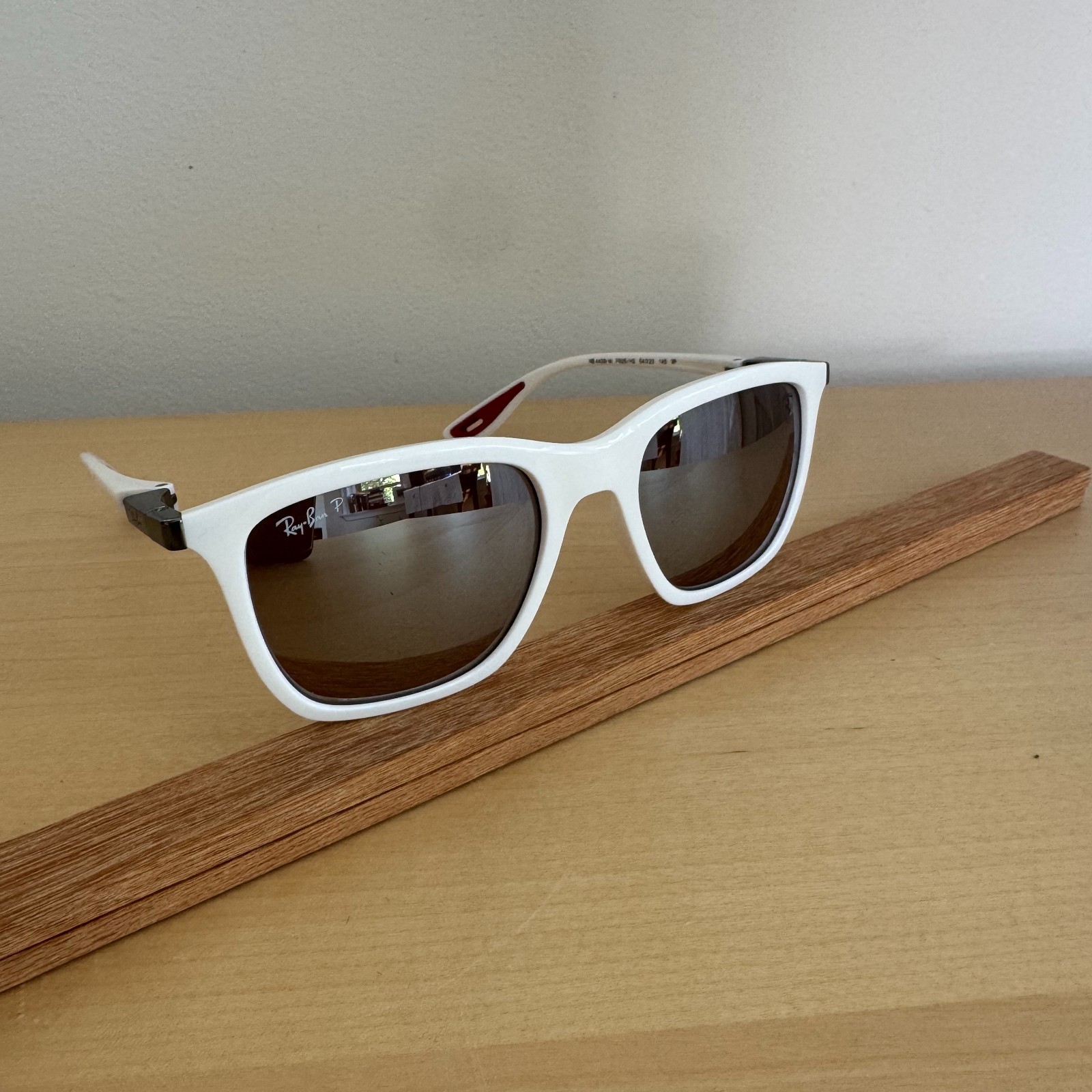 Ray-Ban RB4433-M Scuderia Ferrari Leclerc Edition White Polarized Sunglasses