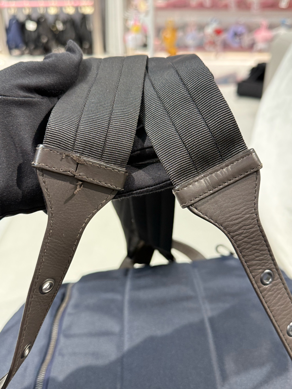 Authentic Bottega Veneta Intrecciato Leather and Nylon Backpack Intrecciato