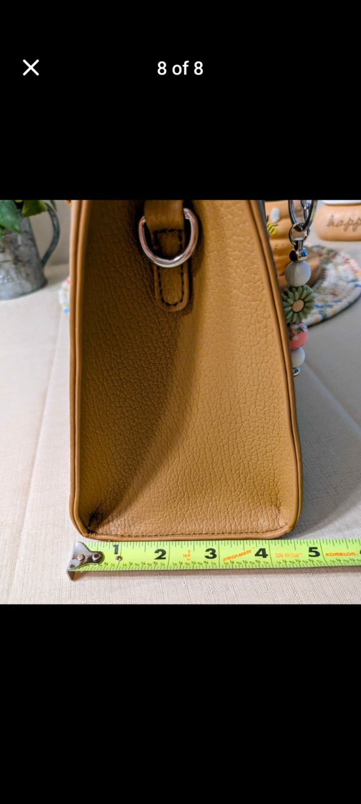 Tan Pebbled Satchel Top Handle Bag Braided Double Handles Zip Detachable Strap