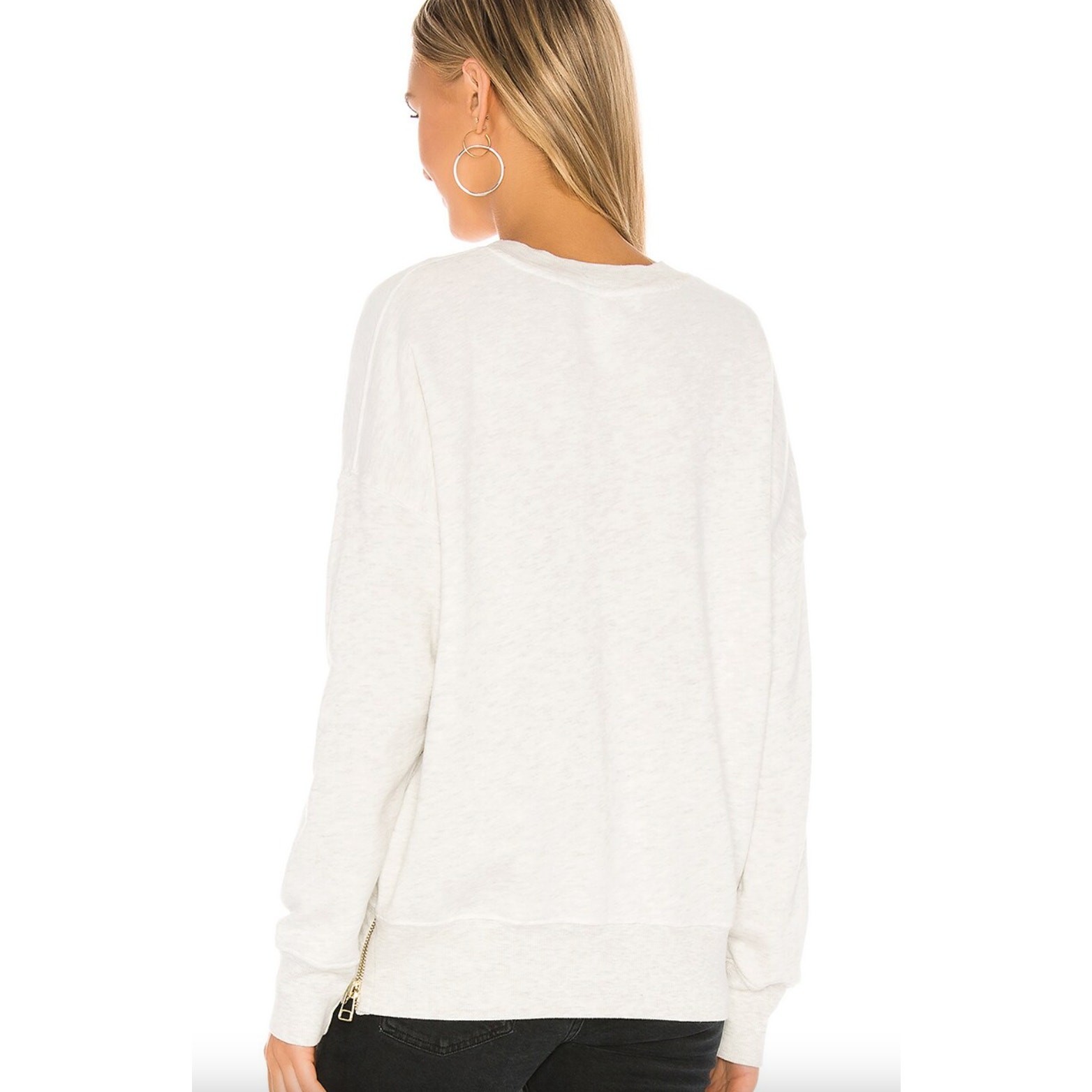 SUNDRY Lightning Bolt Double Zip Oversized Sweatshirt in Light Grey Size Small/1