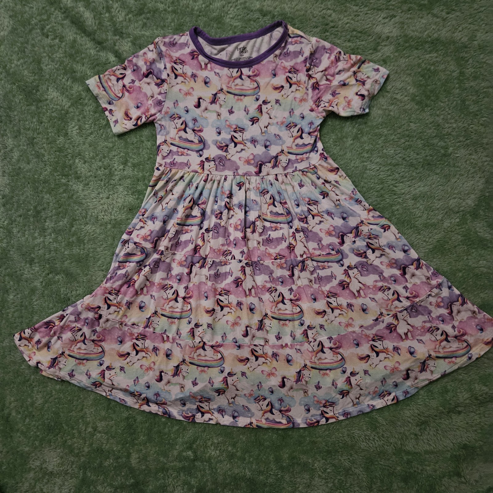 Birdie Bean Bamboo Pastel Rainbow Unicorn Magical Horse Dress Size 10