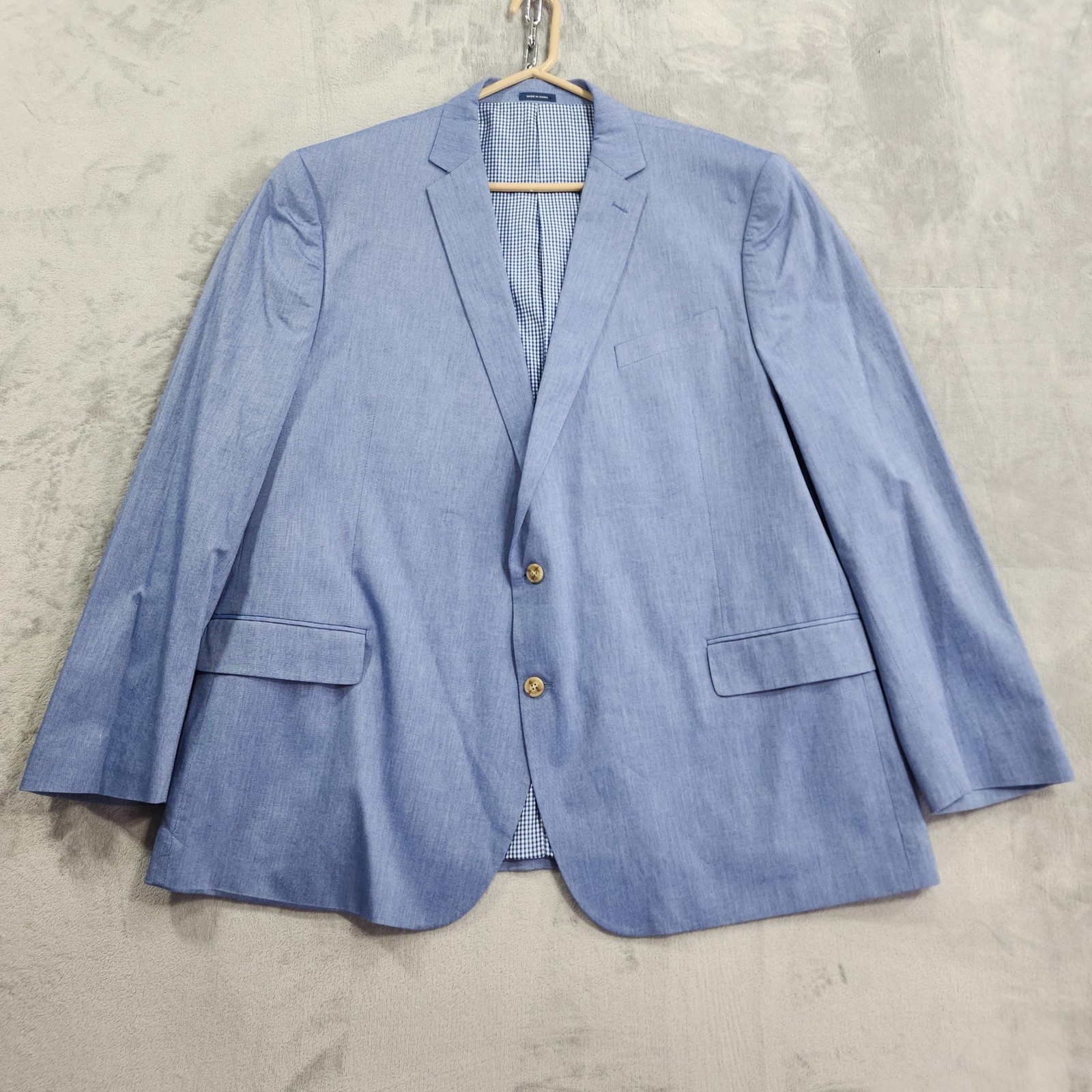 Stafford Sport Coat Mens 56 LONG Blue Cotton Big & Tall 2 Button Blazer Jacket