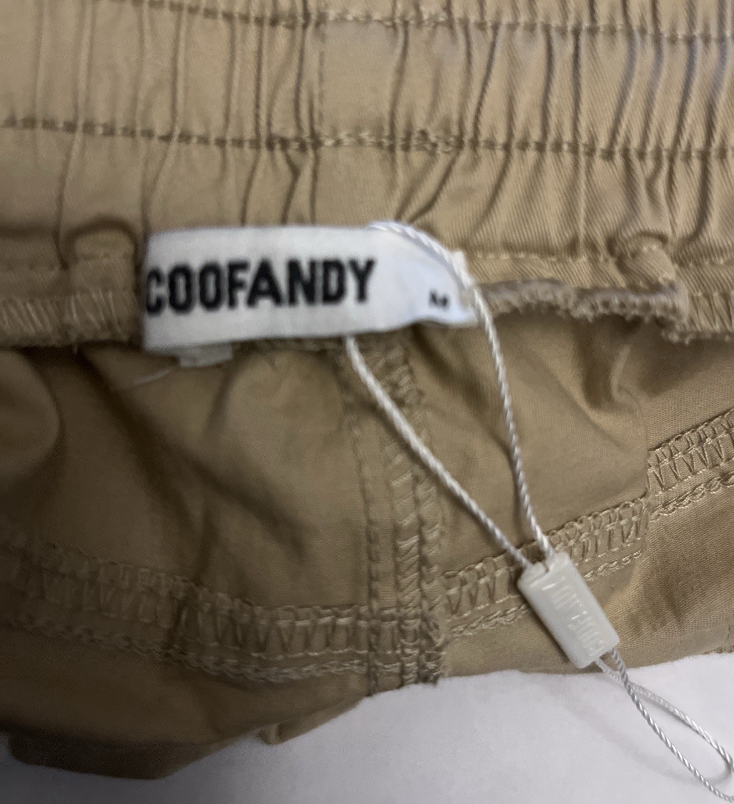 COOFANDY Men’s Chino Shorts Khaki Drawstring Elastic Waist Size Medium NWOT