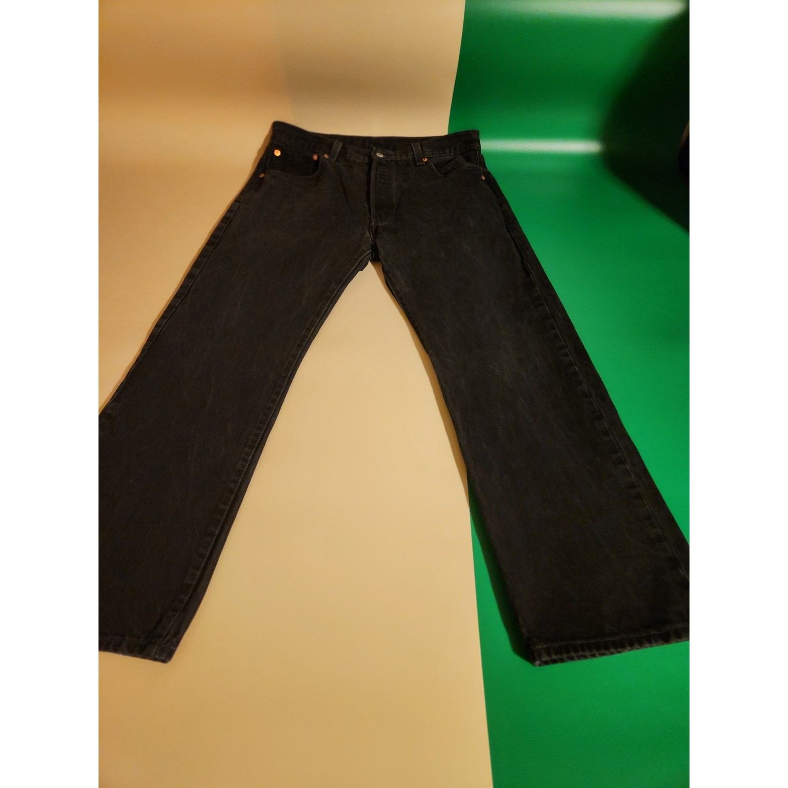 Levi’s 501 Original Fit Jeans Mens 36×30 Black Straight Leg Button Fly Denim