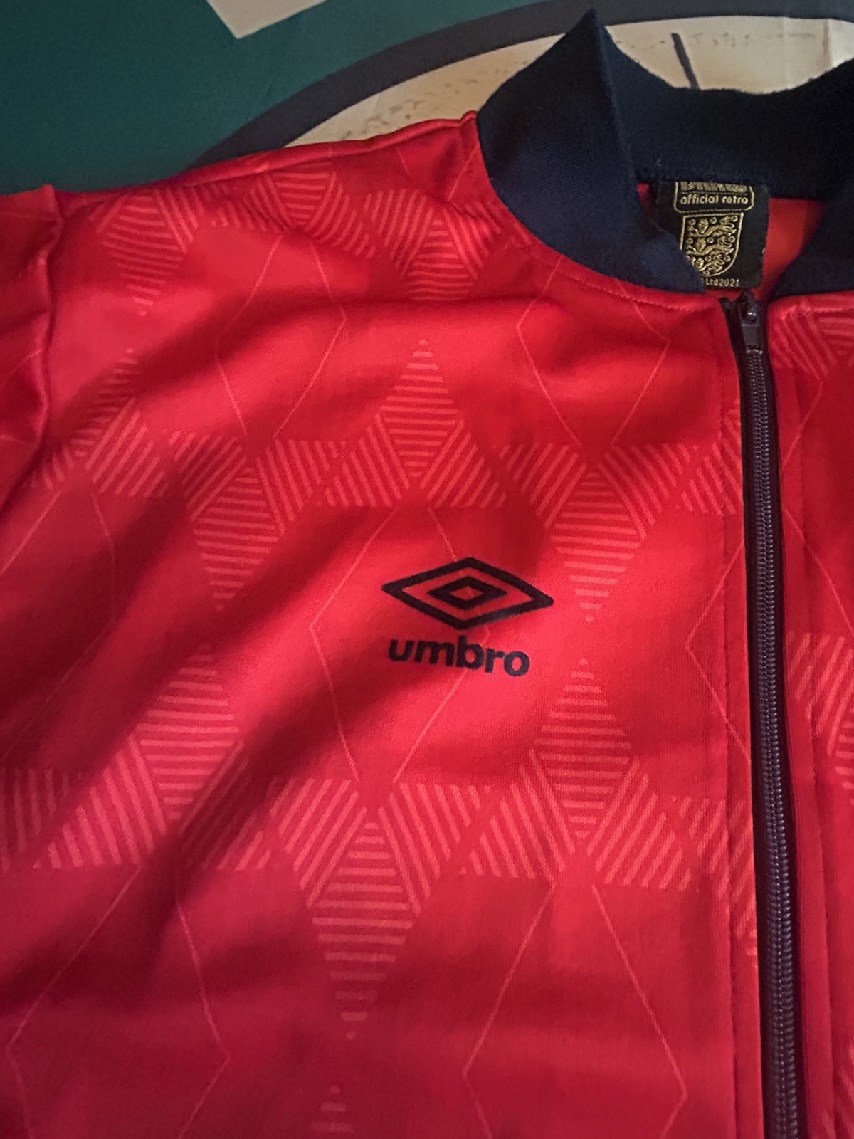 England Score Draw 1990 Red Track Jacket Large Men’s Retro Cool Top Red LGE