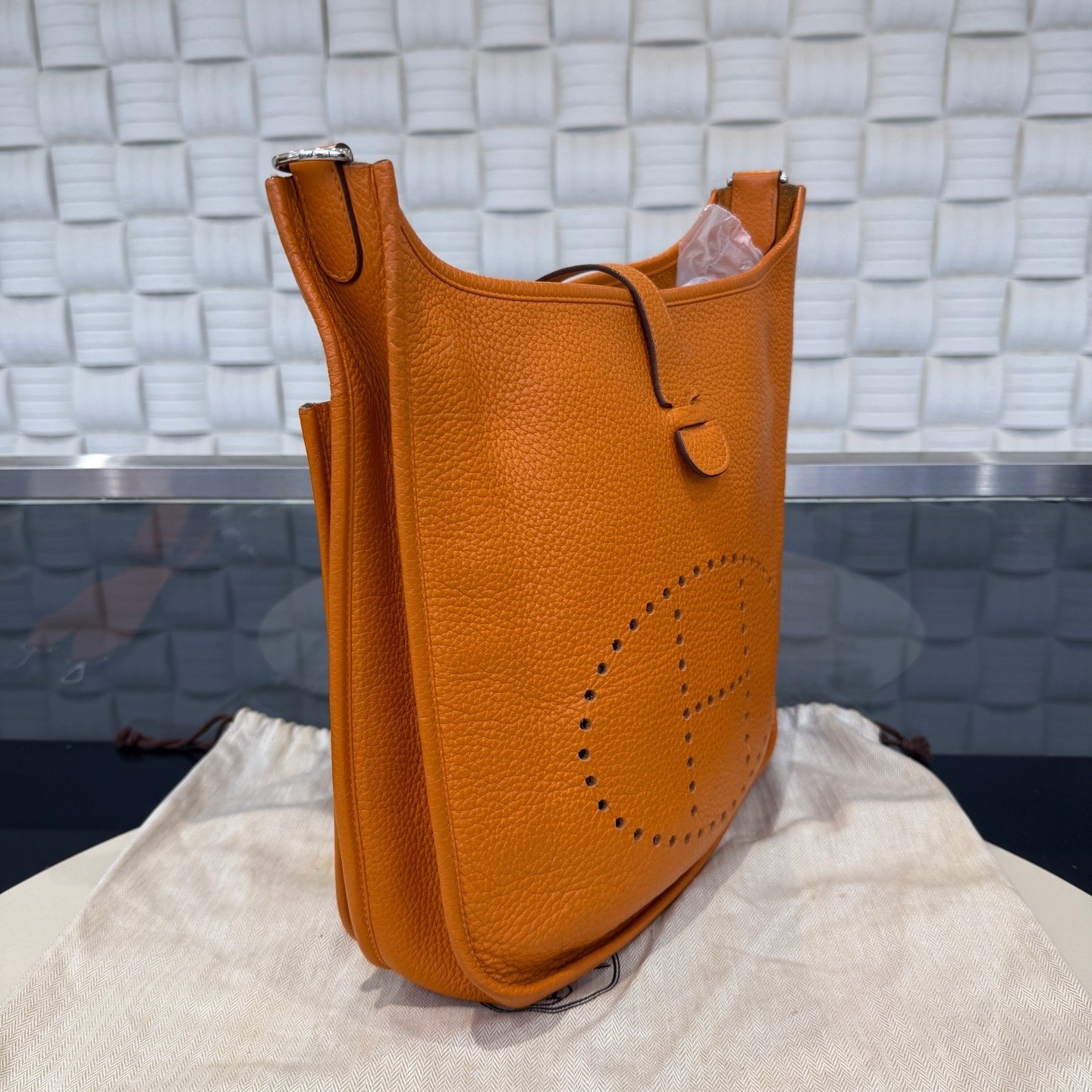 Hermes Pre-Owned Authentic Luxury Handbag Orange 29*30*8cm Silver