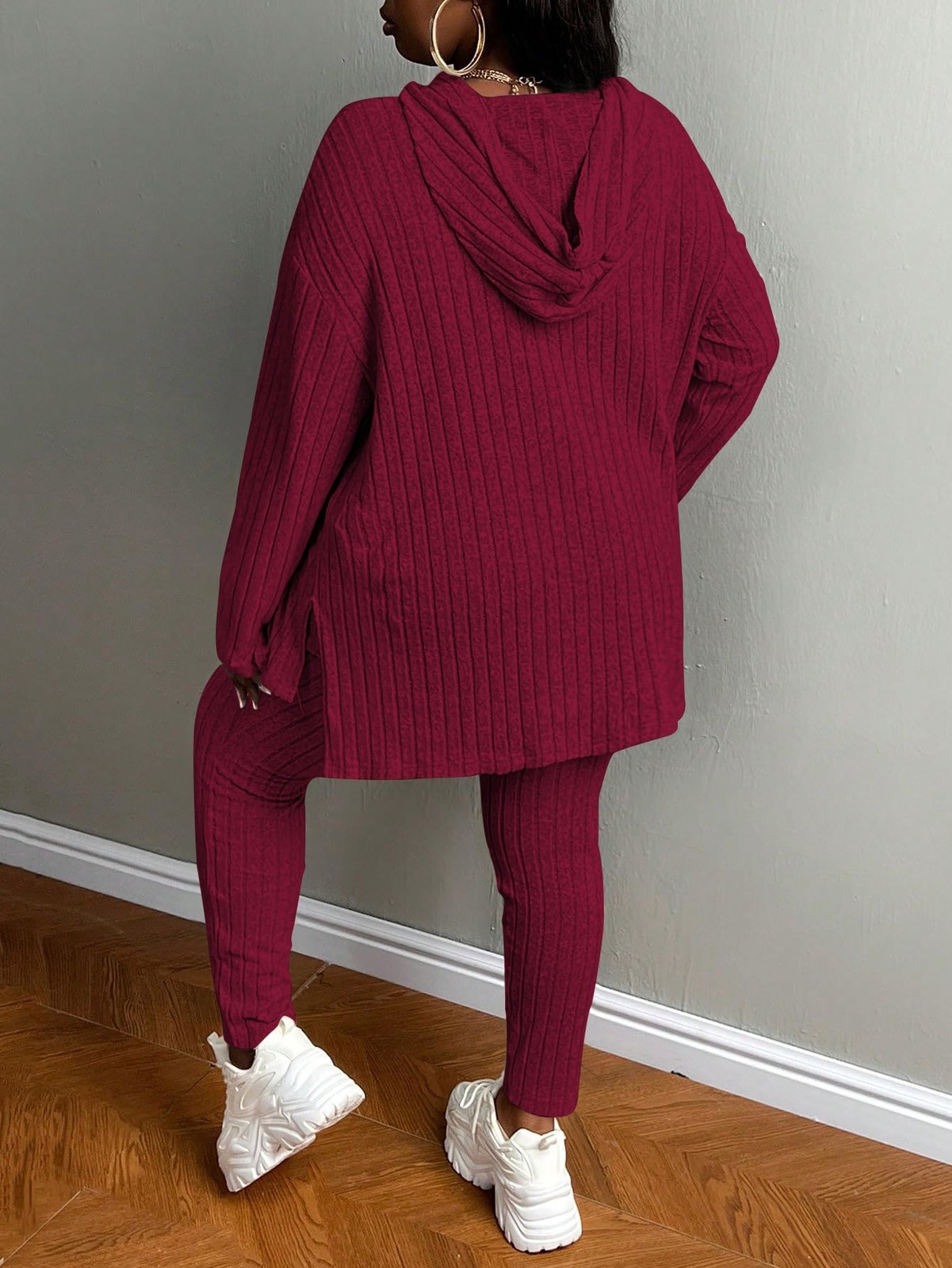 Tycorwd Women’s Plus Size Two Piece Outfits 5X-Large Plus, Wine Red